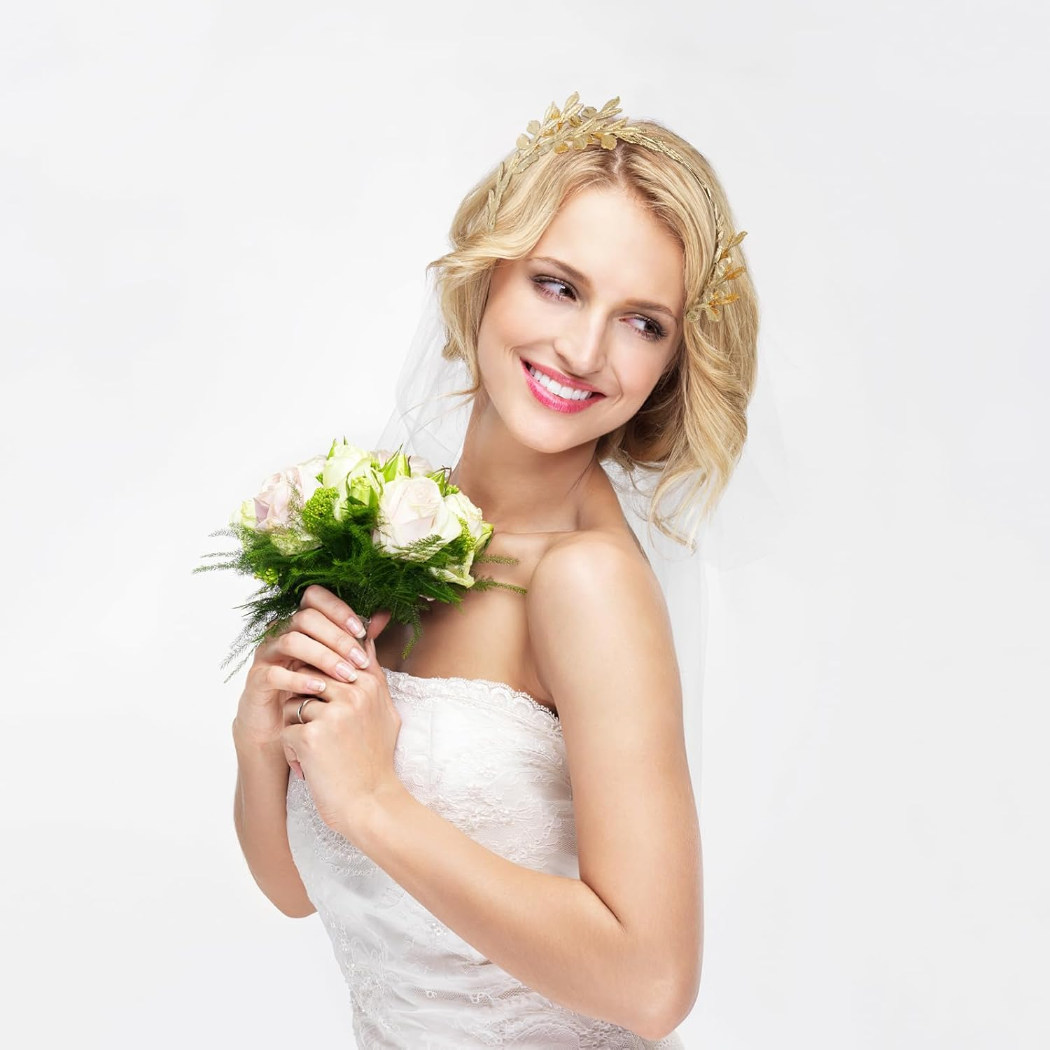 PACKOVE Golden Leaf Headband Golden Bridal Headband Goddess Headband Goddess Headpiece Gold Crown for Women Girls image number 1