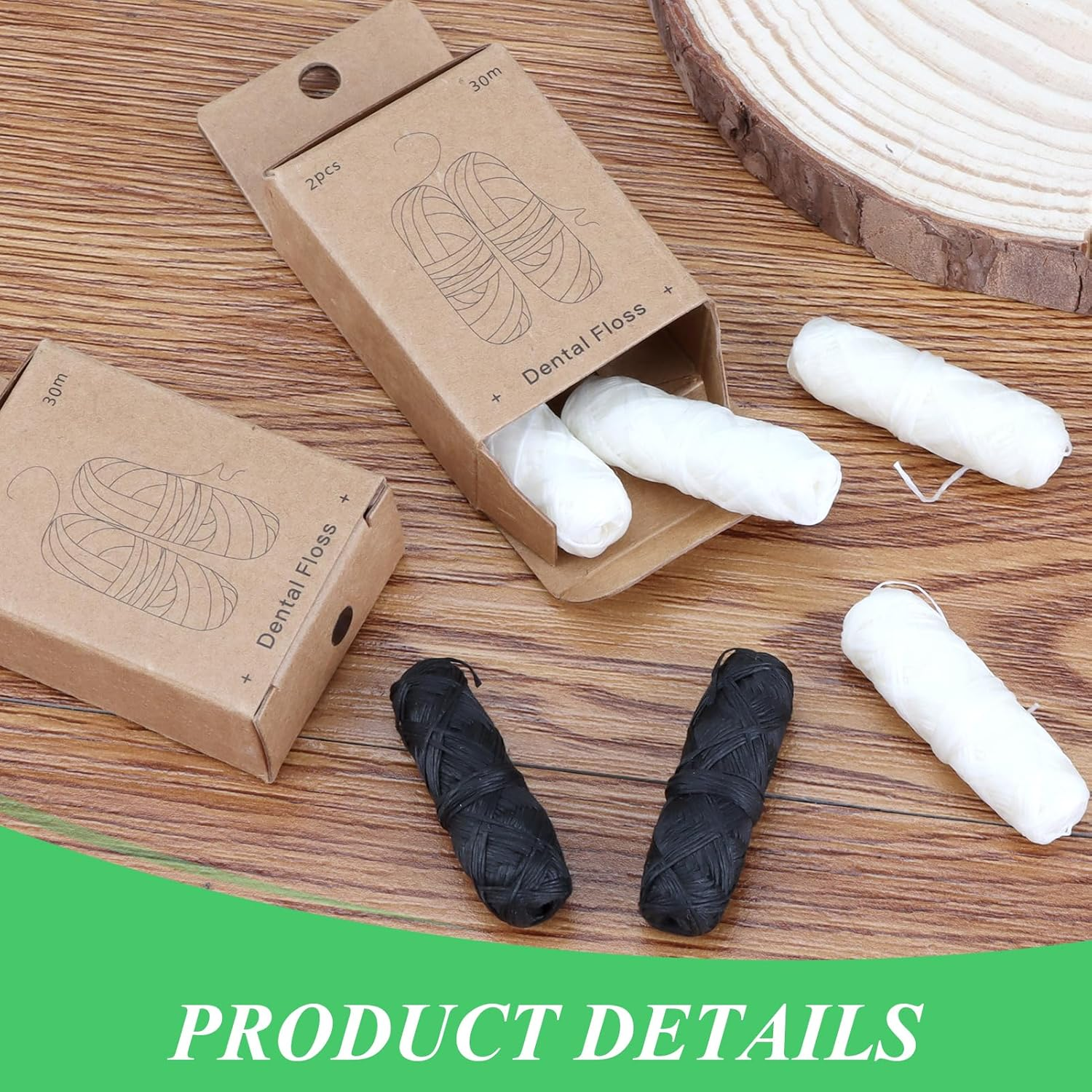 8 Pcs Dental Floss Refill, Biodegradable Bamboo Charcoal & Corn Dental Floss, Eco-Friendly Oral Care Set, Compostable Plastic Free Waxed with Natural, Sustainable Teeth Hygiene Supply 8 X 30M image number 2