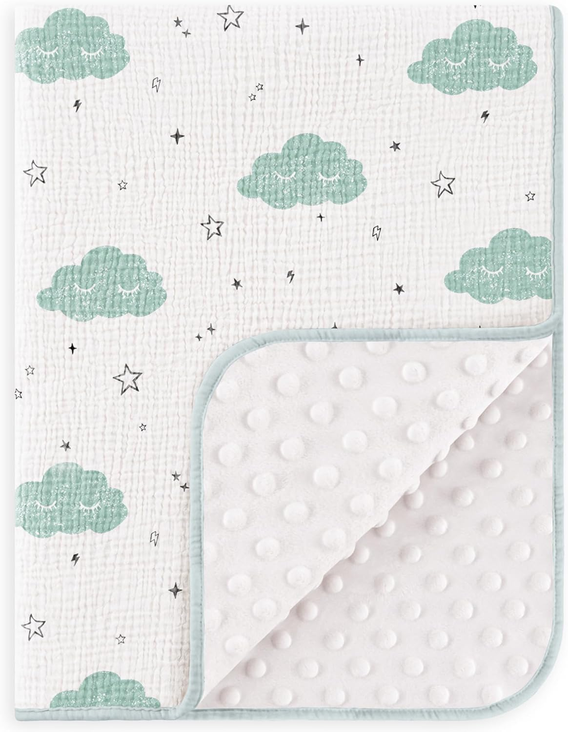 Susurration Baby Blanket 30X40Inch Soft Fluffycotblankets with Muslin Cotton Front and Dotted Fleece Back Receiving Blanket for Unisex Baby Girls Boys Newborn Infant (Sleeping Clouds) image number 1