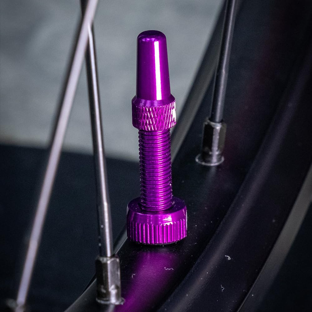 Muc-Off Tubeless Valves, Purple 60Mm - Dust Caps for Bikes with Valve Core Removal Tool - Presta Valve Caps for Tubeless Mtb/Road/Gravel Bikes image number 2