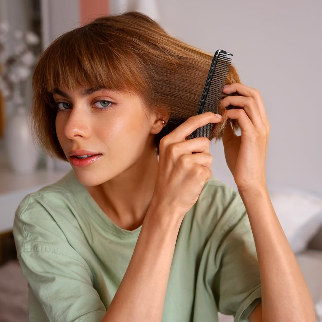 OUDQFCJ Hairdressing Combs 3 Anti-Static Carbon Fiber Hair Combs Wide Tooth Styling Comb Suitable for Home Use Unisex (4 Color Combination) image number 2