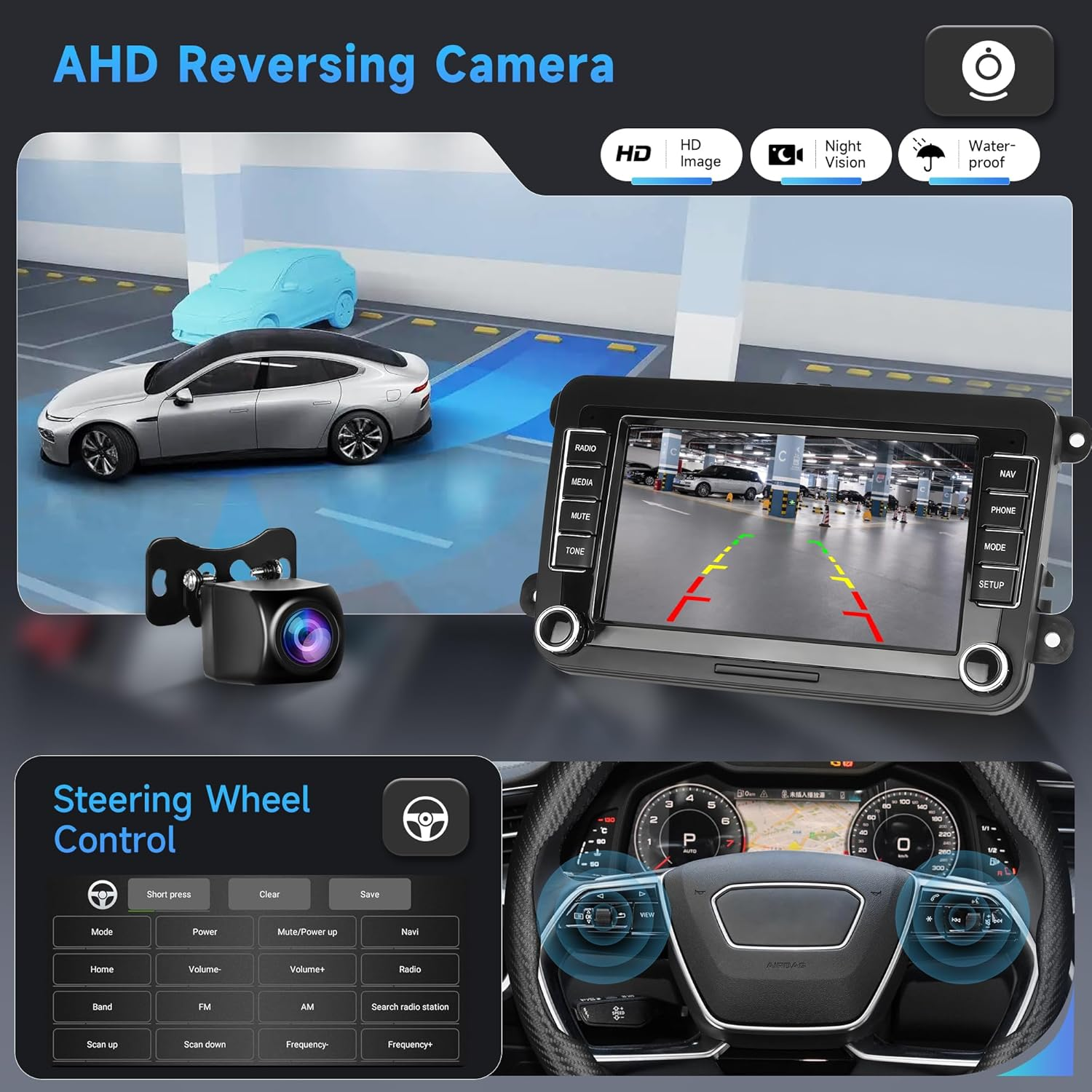 4+64G Android Car Radio for VW Passat Golf MK5 MK6 Jetta T5 EOS Polo Touran Seat Sharan Wireless Carplay Android Auto, 7'' Touchscreen Head Unit with Mirror Link Wifi GPS Bluetooth FM EQ Rear Camera image number 2