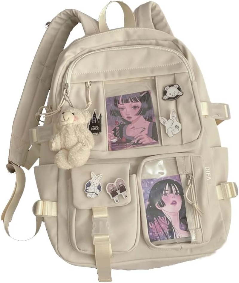 AONUOWE Kawaii Goth Backpack with Plushies Anime Ita Bag Japanese Backpack Lolita Accessories Kawaii Supplies