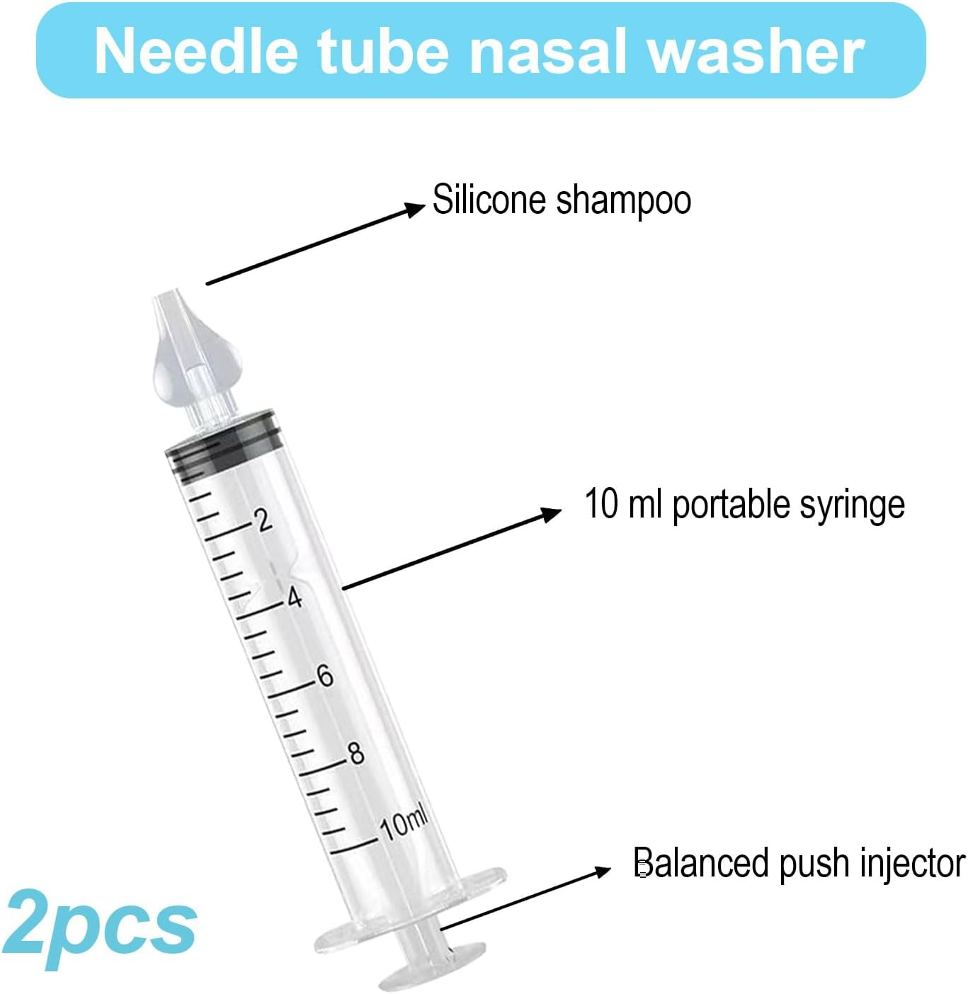 Nasal Aspirator, Baby Nasal Syringe, Portable Baby Nose 10Mlsaline Nasal Spray, Safe and Comfortable Nasal Douche, Professional Syringe for Baby Nasal Irrigator image number 2