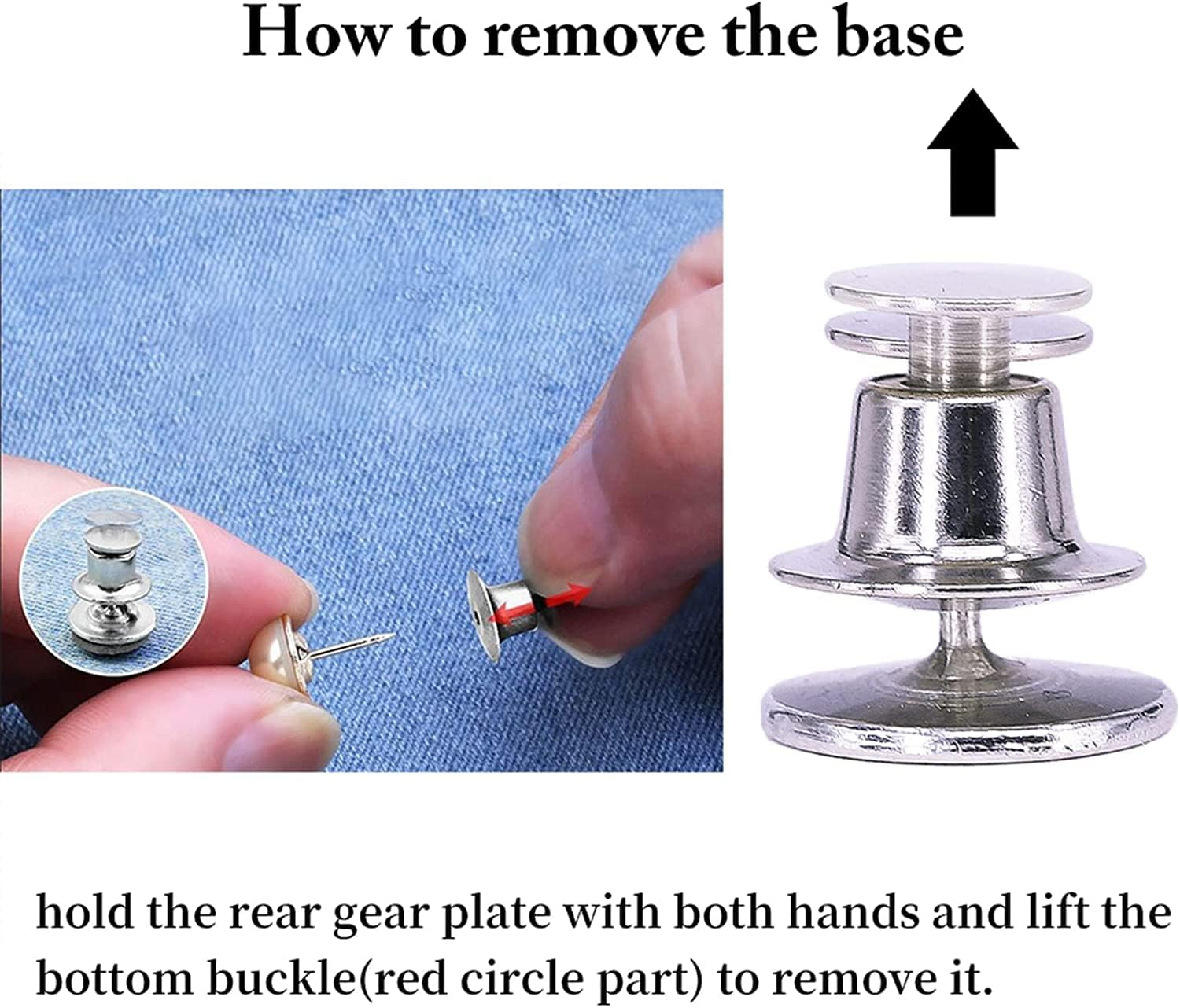 8 Set Pant Waist Tightener, Adjustable Waist Buckle Set, Jean Buttons Pins, No Sewing Required, Jeans Button Replacement Pant Clips for Women Skirt Pant Jeans（White Black Pearl） - 6Pc Black image number 5