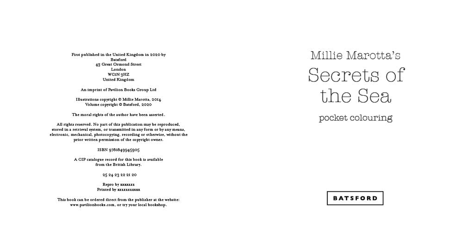 Millie Marotta'S Secrets of the Sea Pocket Colouring