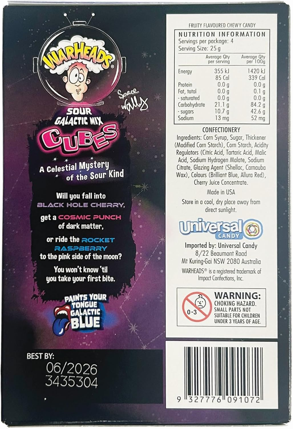 Warheads Galactic Mix Cube Theatre Box 99G