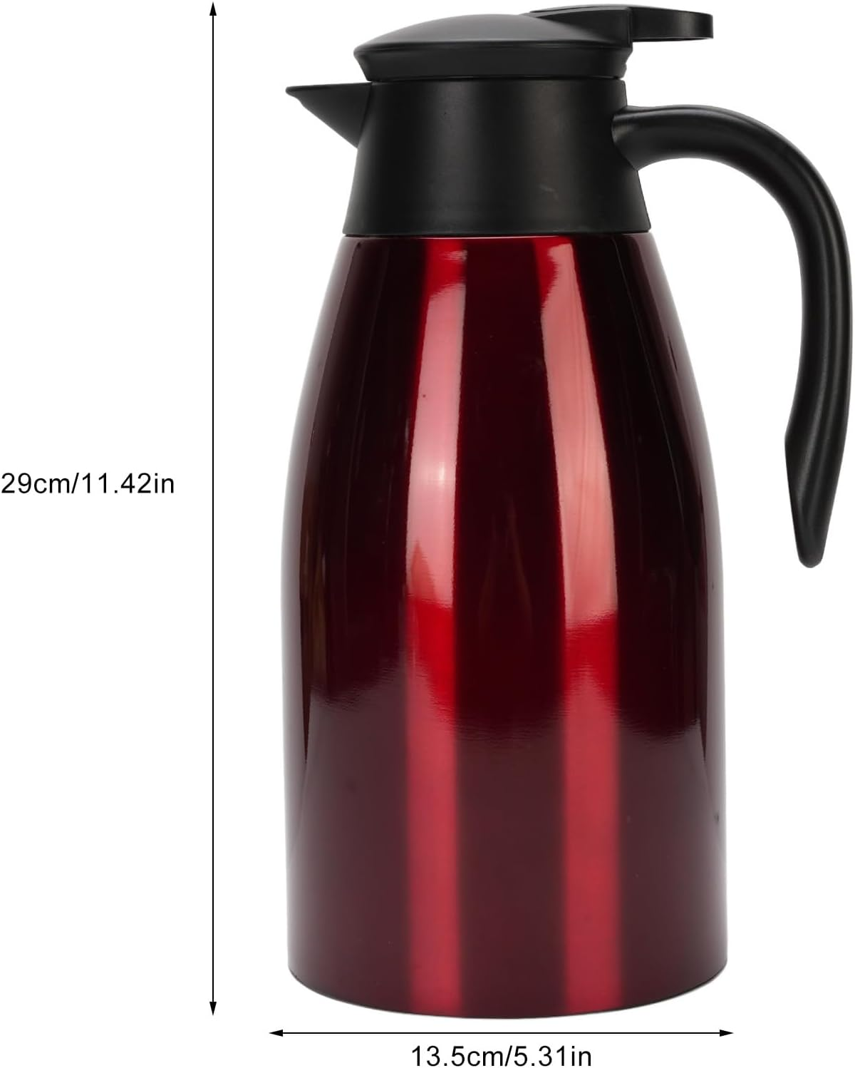 Thermal Coffee Carafe 68Oz / 2L, Coffee Carafe for Keeping Hot, 12 Hours Hot Beverage Dispenser, Insulated Stainless Steel Carafe for Hot Liquids, Coffee Dispenser for Parties, Red image number 4