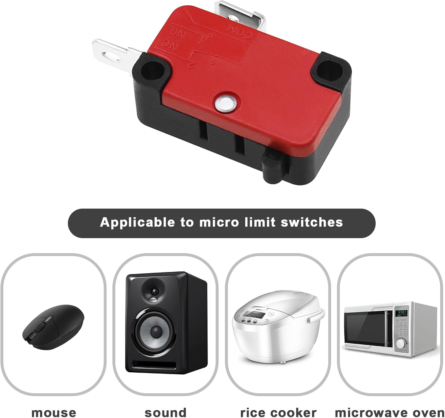 VGOL 5Pcs V-15-1C25 Micro Limit Switch 2 Pin Instantaneous Button Switch SPDT Quick Action Microswitch Suitable for Electrical and Electronic Equipment image number 2