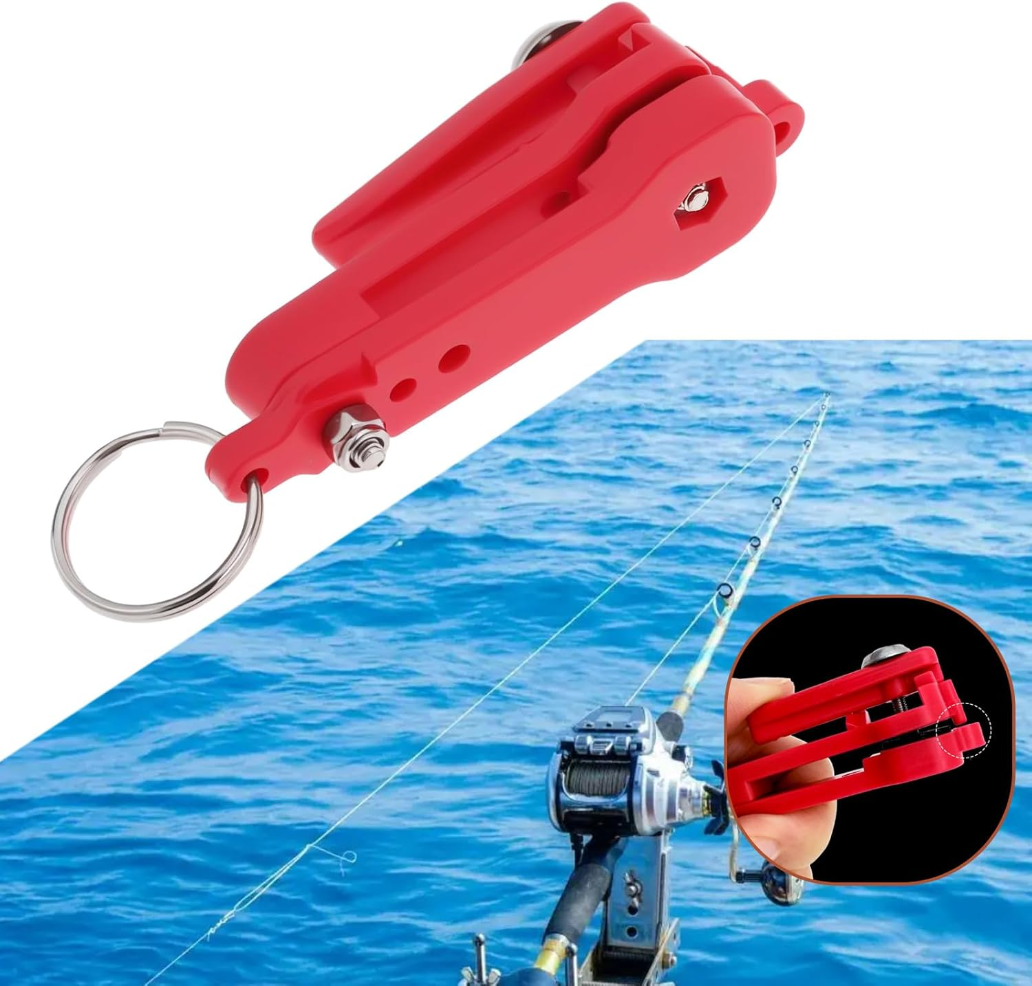 Be in Your Mind 2PCS Tension Snap Release Clip 67.1X18.2Mm with Rings Fishing Release Clip for Downrigger Boat Kite and Planer Boards Fishing Red image number 6