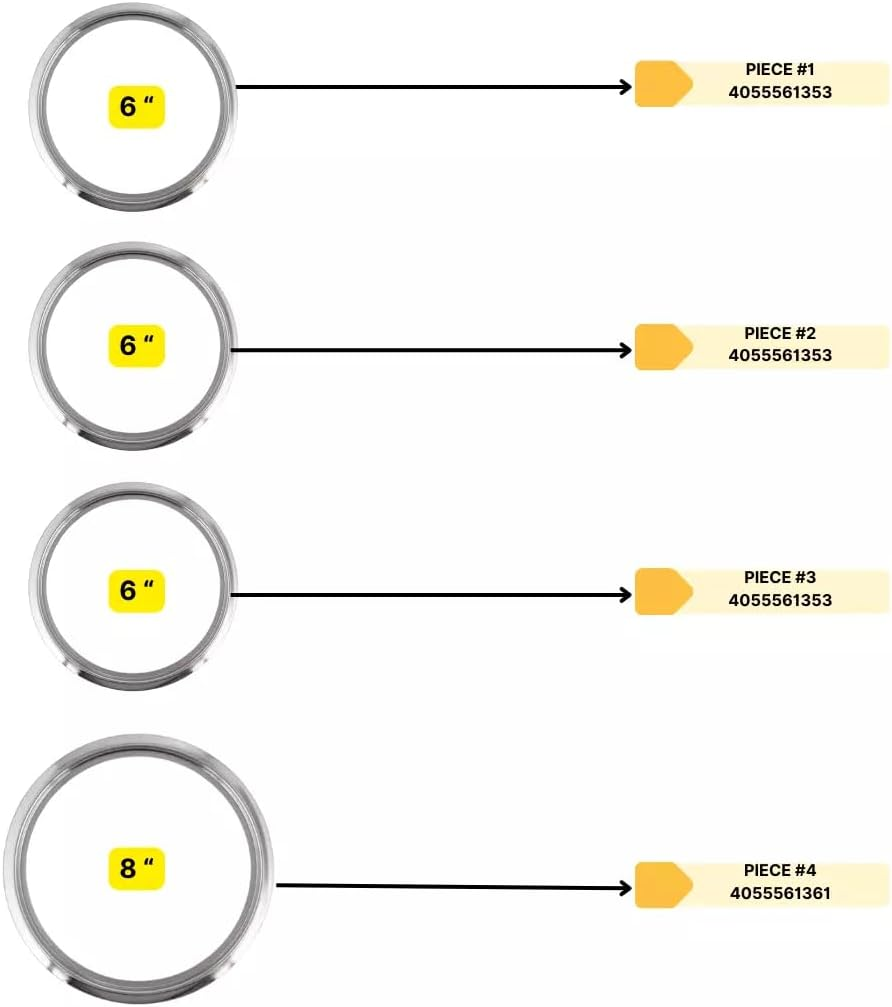 4-Piece Cooktop Trim Rings &ndash; 3 Small (6") & 1 Large (8") &ndash; Compatible with Westinghouse Ovens | Part No: 4055561353-4055561361