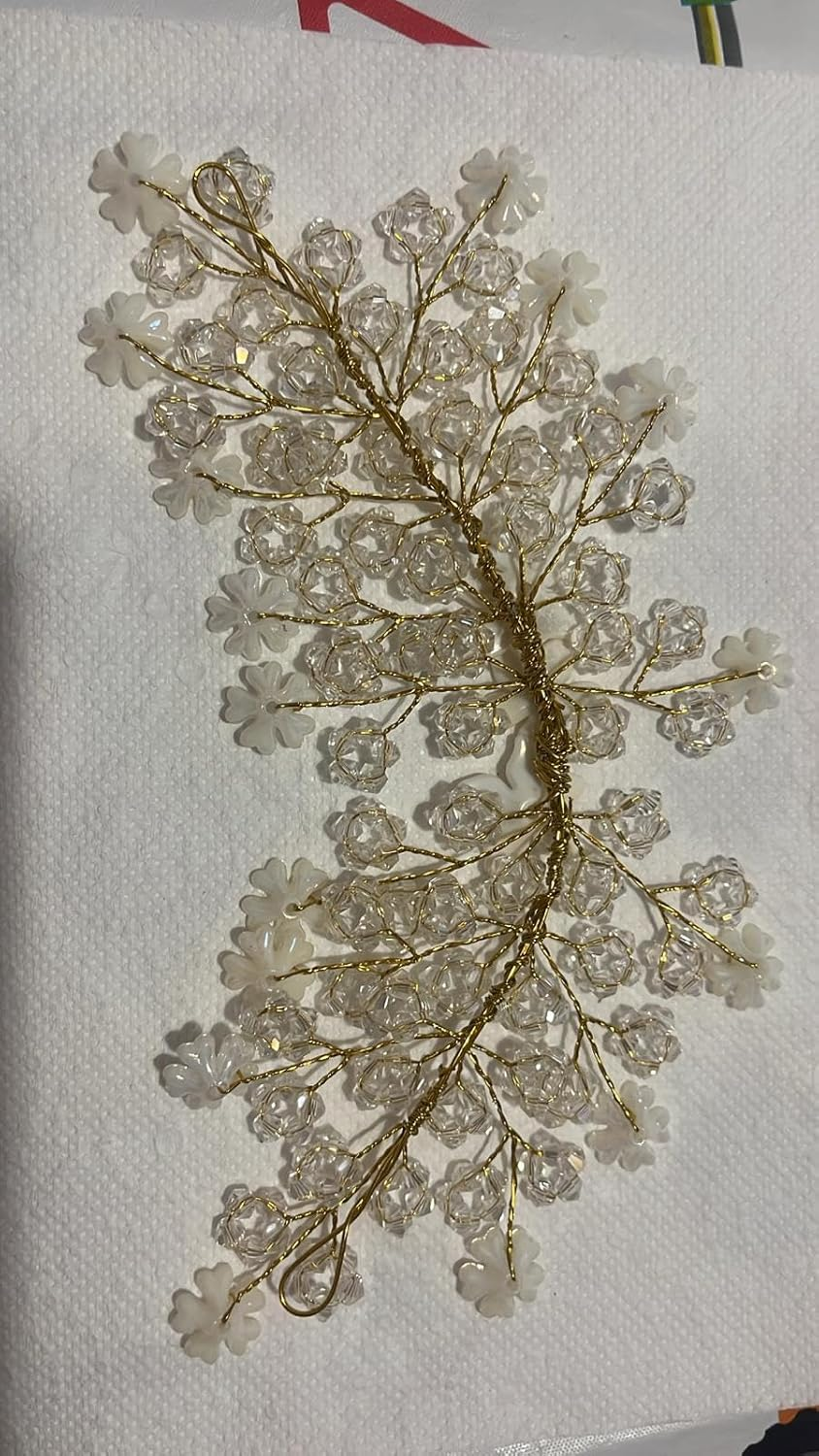 NTY Collections Hair Accessorieswomen & Girls for Wedding | Floral Bridal Brooch | Hair Pin | Artificial Flower| Pearl Style Juda Bun Accessories |Hairstyle Decoration Bride Clip | Gold Wire with White. image number 5