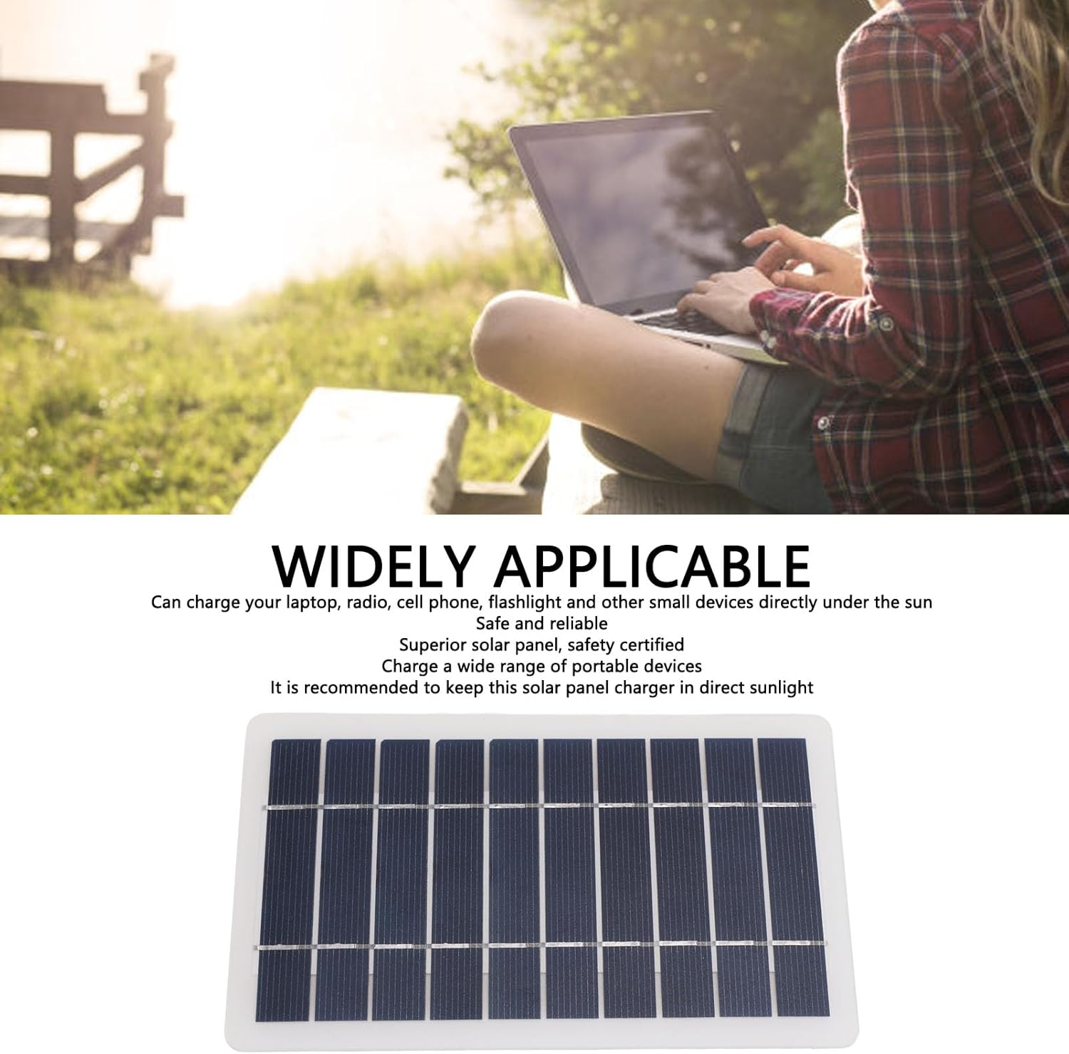 Solar Panel 5W Monocrystalline, Professional USB Solar Panel for Cellphone, Power Bank, Solar Panel for Camping image number 4