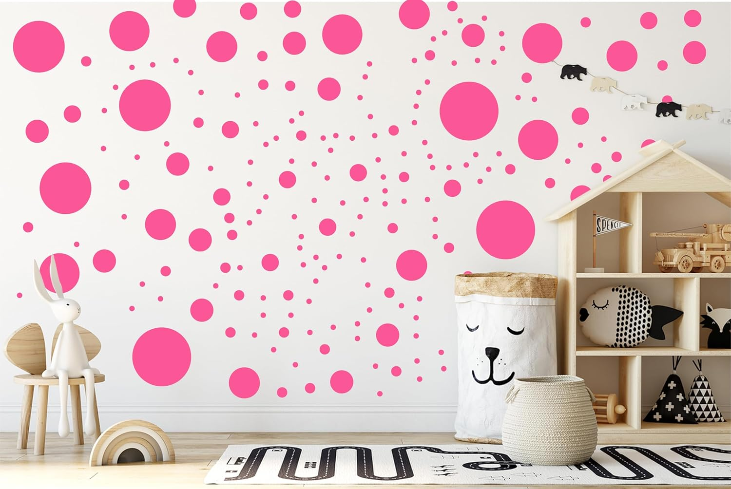 Stickerdeen 500+ Assorted Polka Dot Circle Wall Stickers for Kids Bedroom Living Room, Classroom, Playroom Decor Removable Vinyl Wall Stickers Dots Wall Decals (Grey)