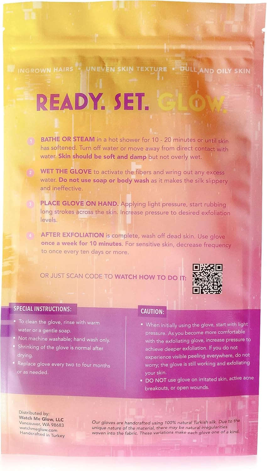 WATCH ME GLOW Silk Exfoliating Glove 100% Turkish Silk DEEP EXFOLIATING Body Scrubber Dead Skin Removal Body Exfoliator SMOOTHS SKIN and Keratosis Pilaris Exfoliating Mitt image number 2