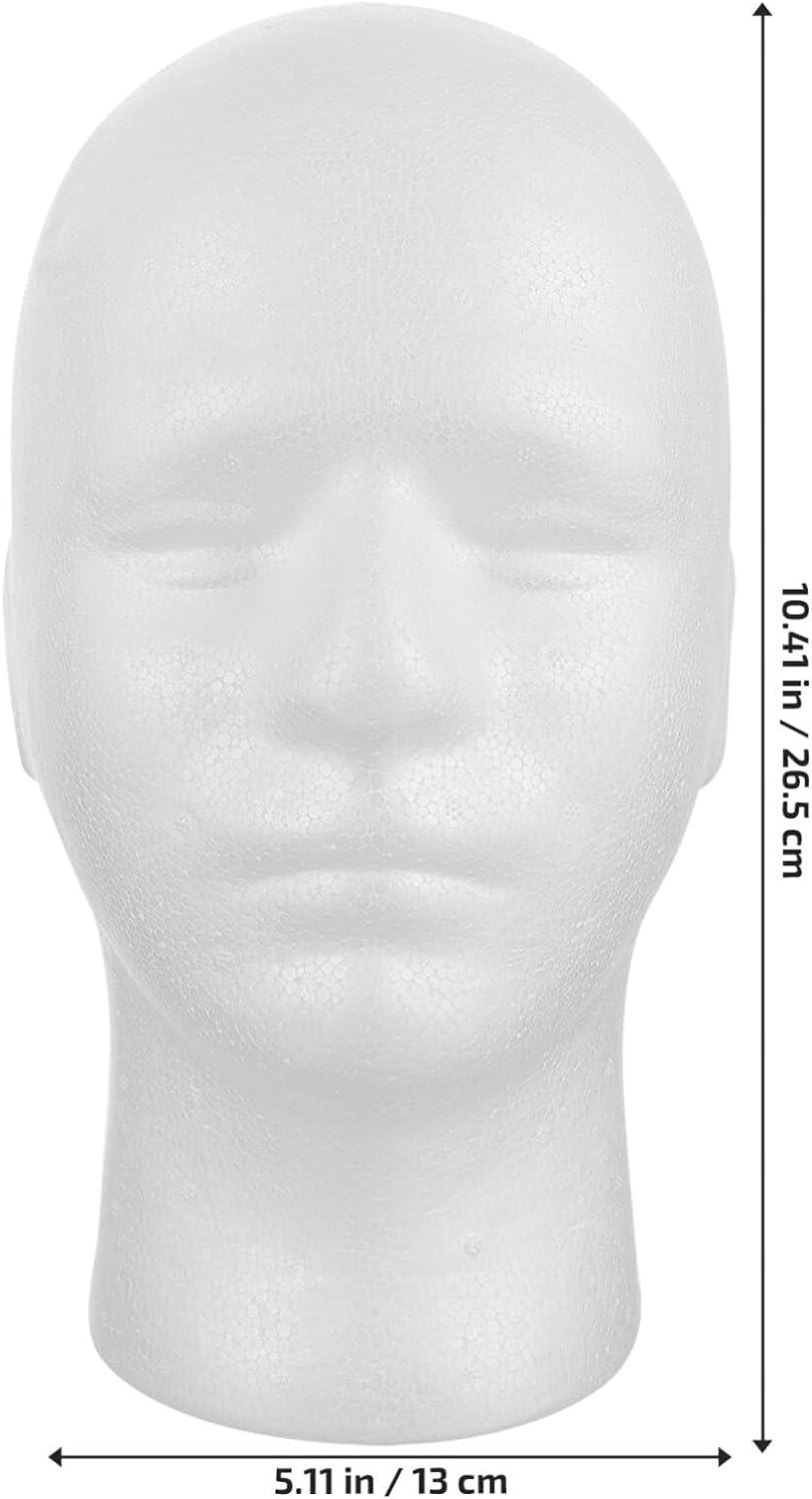 Totority Male Mannequin Head Model for Wig Hat Display 10.43In Foam Head for Salon Store Use Versatile Hair and Accessory Display Stand