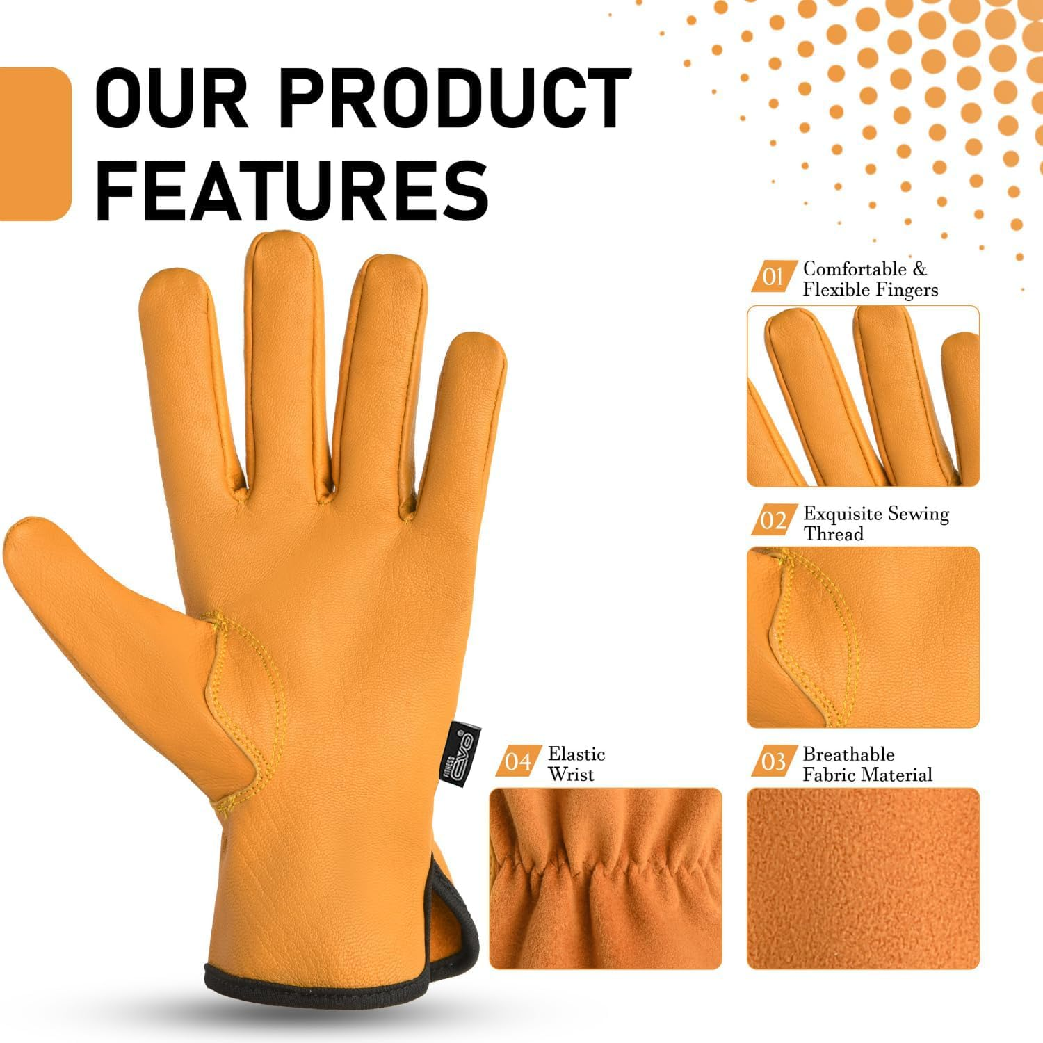 EVO Fitness Gardening Gloves for Men and Women Tough Thorn Proof Comfortable Breathable Protective Leather with Strong Grip Rigger Garden Work Safety Gloves
