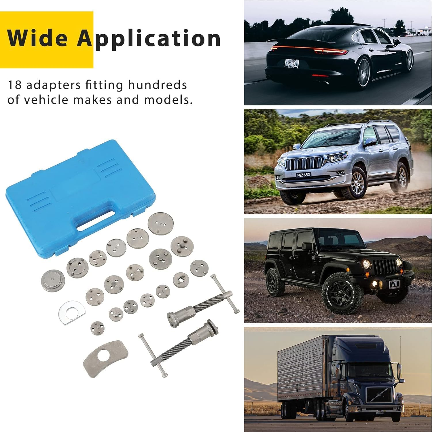 24PCS Disc Brake Caliper Tool Kit | Heavy Duty Disc Brake Piston Caliper Compressor Rewind Tool Set for Brake Pad Replacement Reset, Fits Most American European Japanese Autos (Blue) image number 1