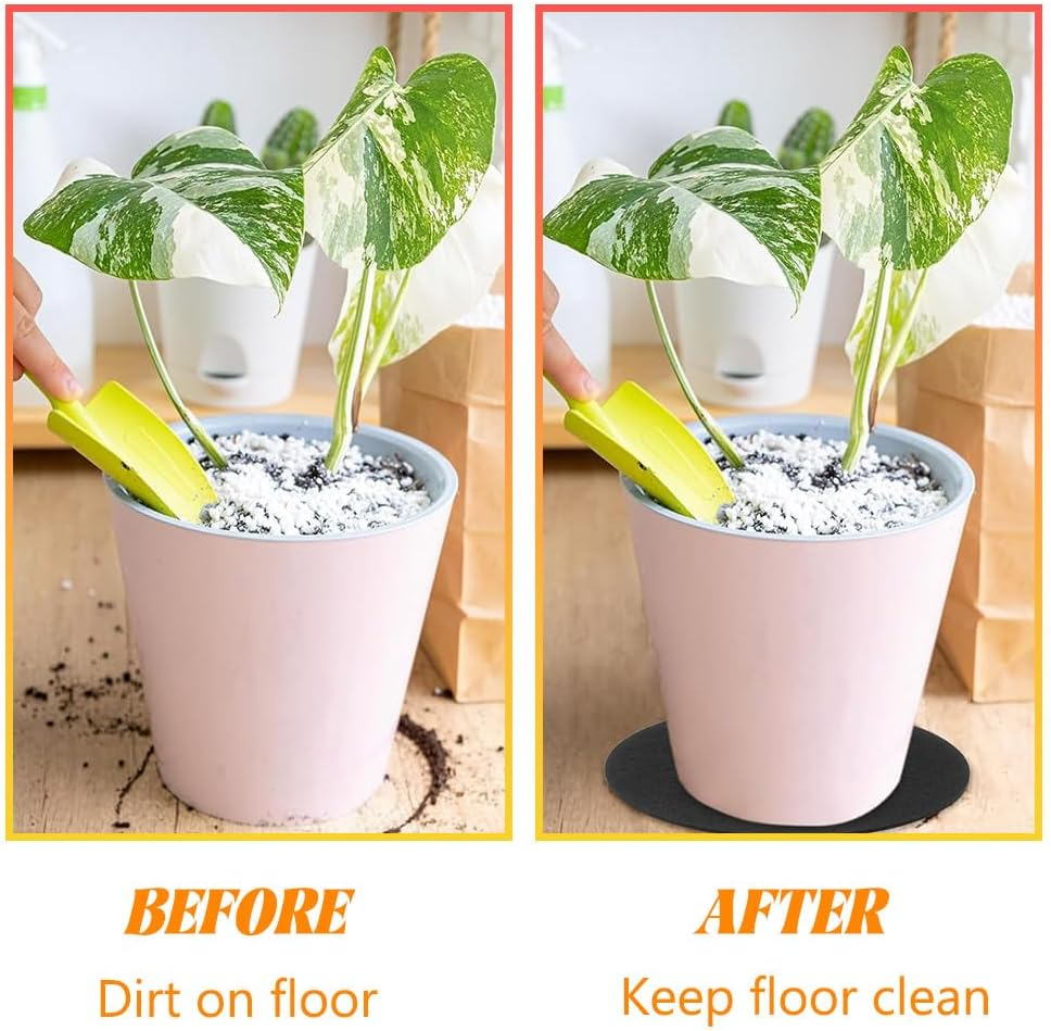 20Pcs Plant Pot Coasters, Double-Sided round Plant Coasters, Water Absorbent and Waterproof Plant Tray, Black Diameter 10Cm, 15Cm, 20Cm, 25Cm, 30Cm Felt Coasters for Plant Pots image number 3