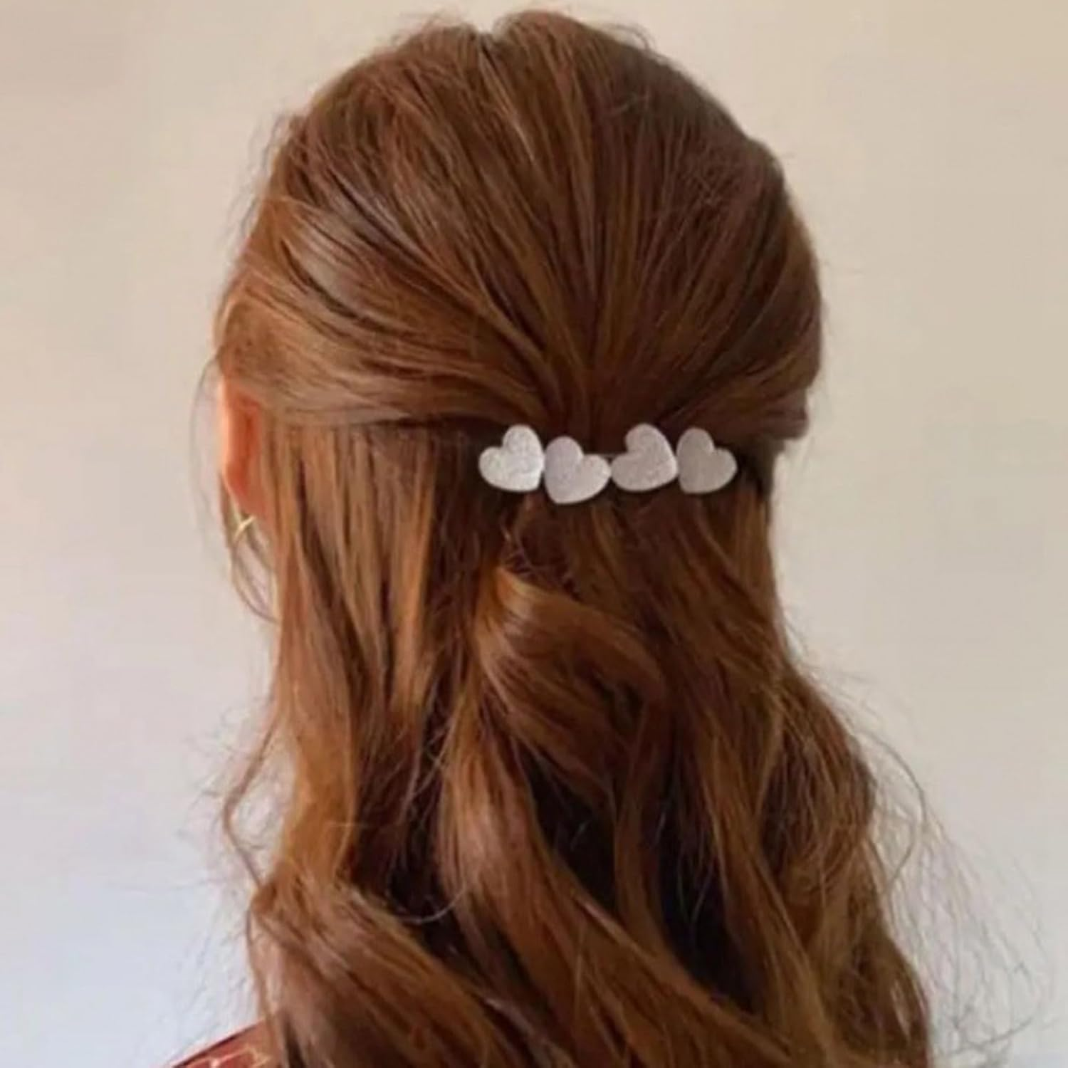 Wendalern Rhinestone Heart Hair Clip Crystal Heart Cluster Hair Pin Clip Silver Heart Shaped Non-Slip Metal Geometric Hair Clips Wedding Headpiece Hair Styling Accessories for Women image number 6