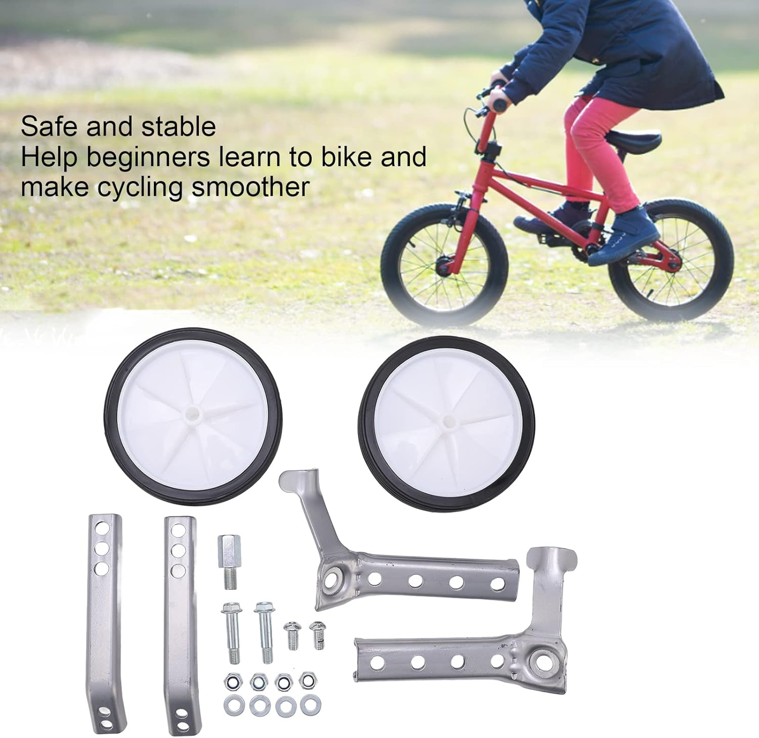Training Wheels for Kids Bike, Training Wheels, Adjustable Stabilizer Mounted Kit, Compatible for 18 20 22 24 Inch Single Speed, Suitable for Beginners image number 2