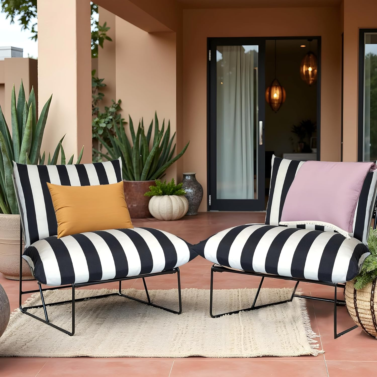 Rockin Cushions Black and White Stripe Outdoor Slipcovers, Compatible with IKEA HAVSTEN image number 3