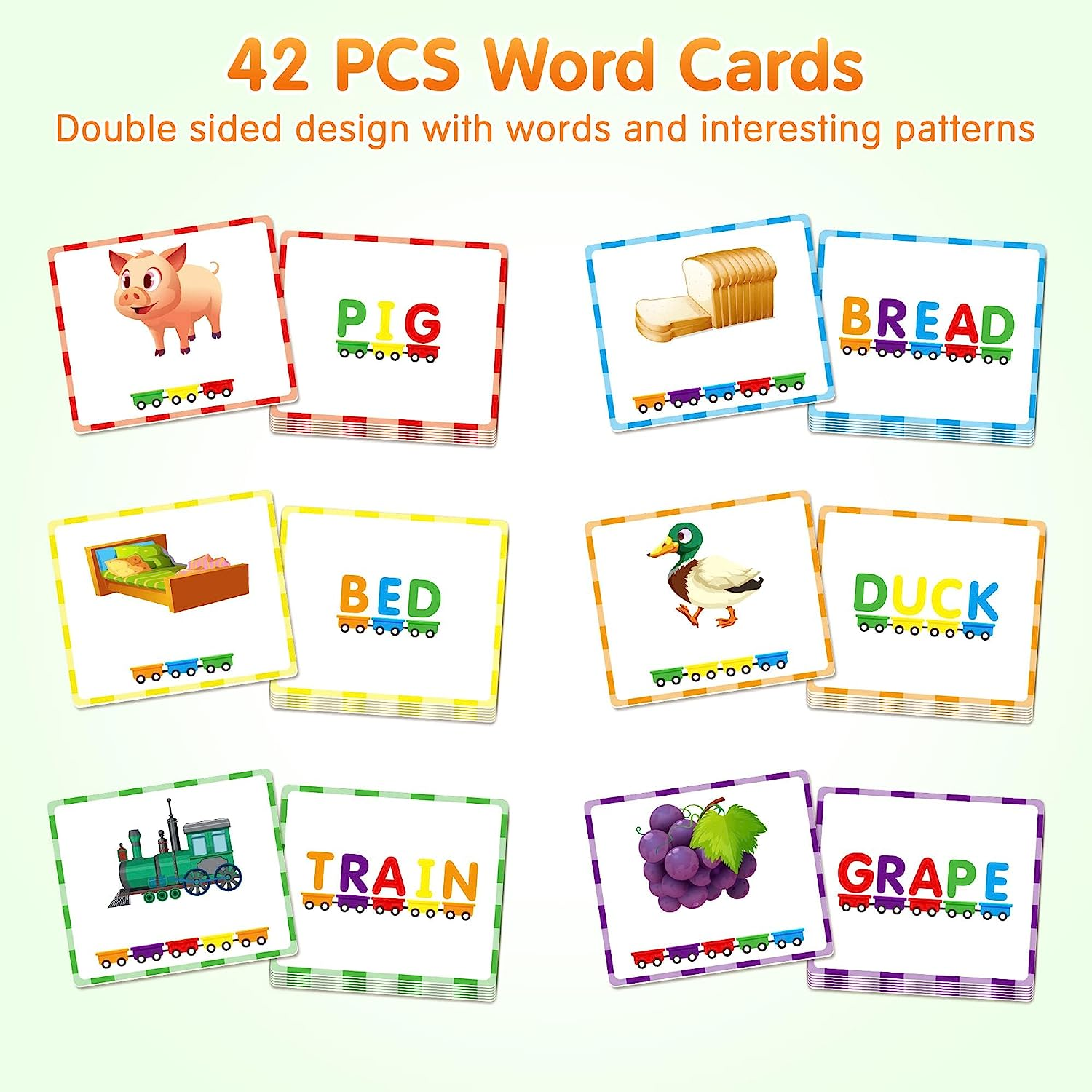 Vanmor 27 PCS Magnetic Wooden Alphabet Train Sets, ABC Letter Learning Toy Trains with 42 PCS Flash Cards, 1 Engine, 1 Storage Bag, Toddlers Kids Boys Girls Educational Toys Aged 3-7 New Year'S Gifts image number 5