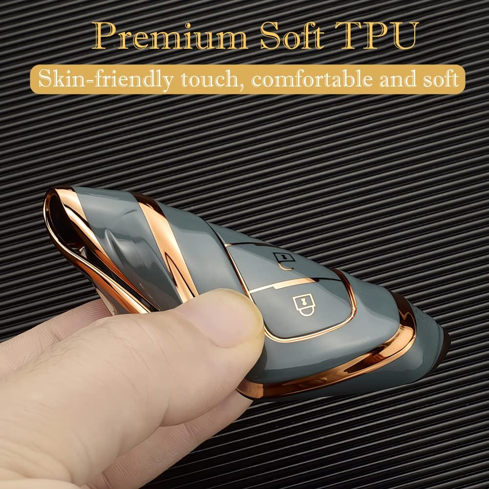 Toyota Camry RAV4 Highlander Corolla Avalon C-HR Prius GT86 Key Fob Cover, Premium Soft TPU 360 Degree Protector, Gray image number 5