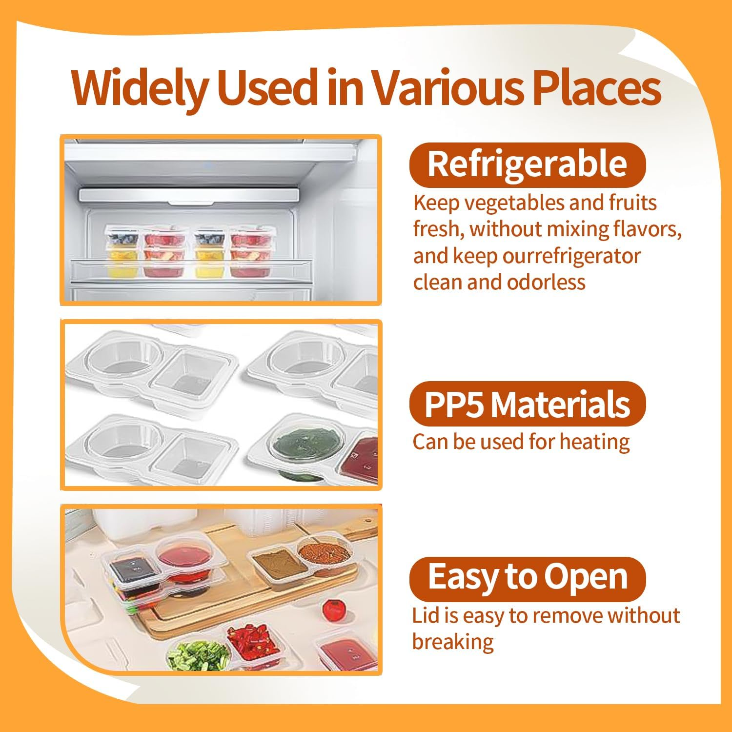 40PCS Reusable Snack Pack, Double Snack Containers with 2 Compartments, Food Container Box for Meal Prep, Salad Dressing, Dipping Sauce, Sampling, Travel Snacks image number 1