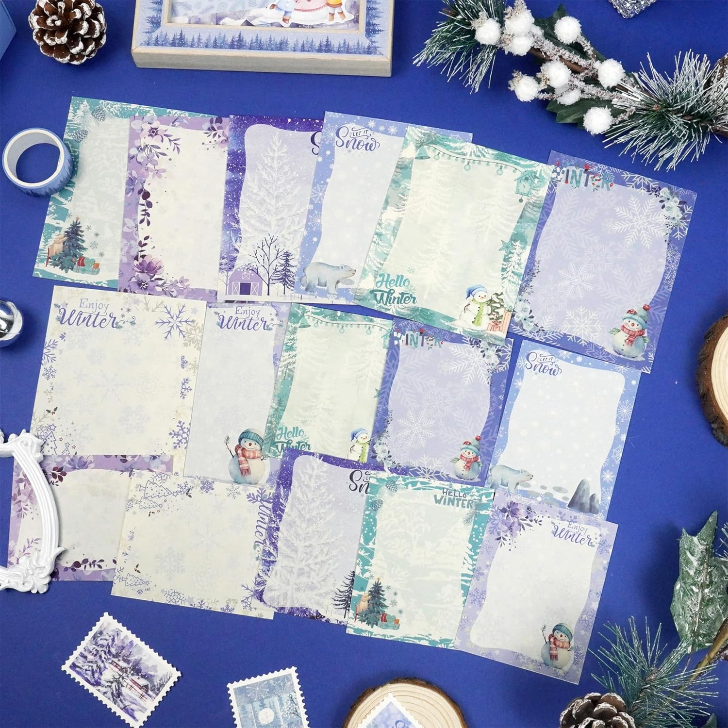 YUBBAEX Winter Washi Tape & Sticker Pack Snow Landscaping Masking Tapes Scrapbook Paper Holiday Decorative for Arts, DIY Crafts, Journal Supplies, Scrapbook, Card/Gift Wrapping image number 4