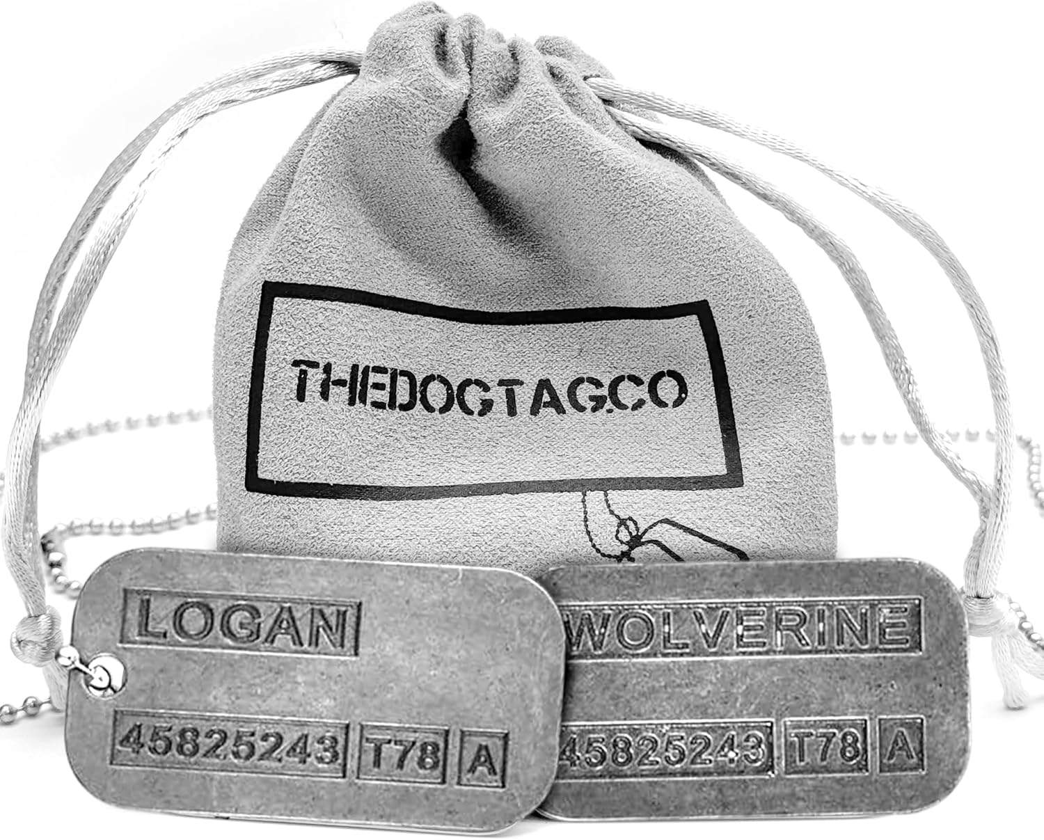 'Wolverine' Logan Military Dog Tags - Movie Costume Cosplay Prop - Stainless Steel Chains&Silencers Included image number 4