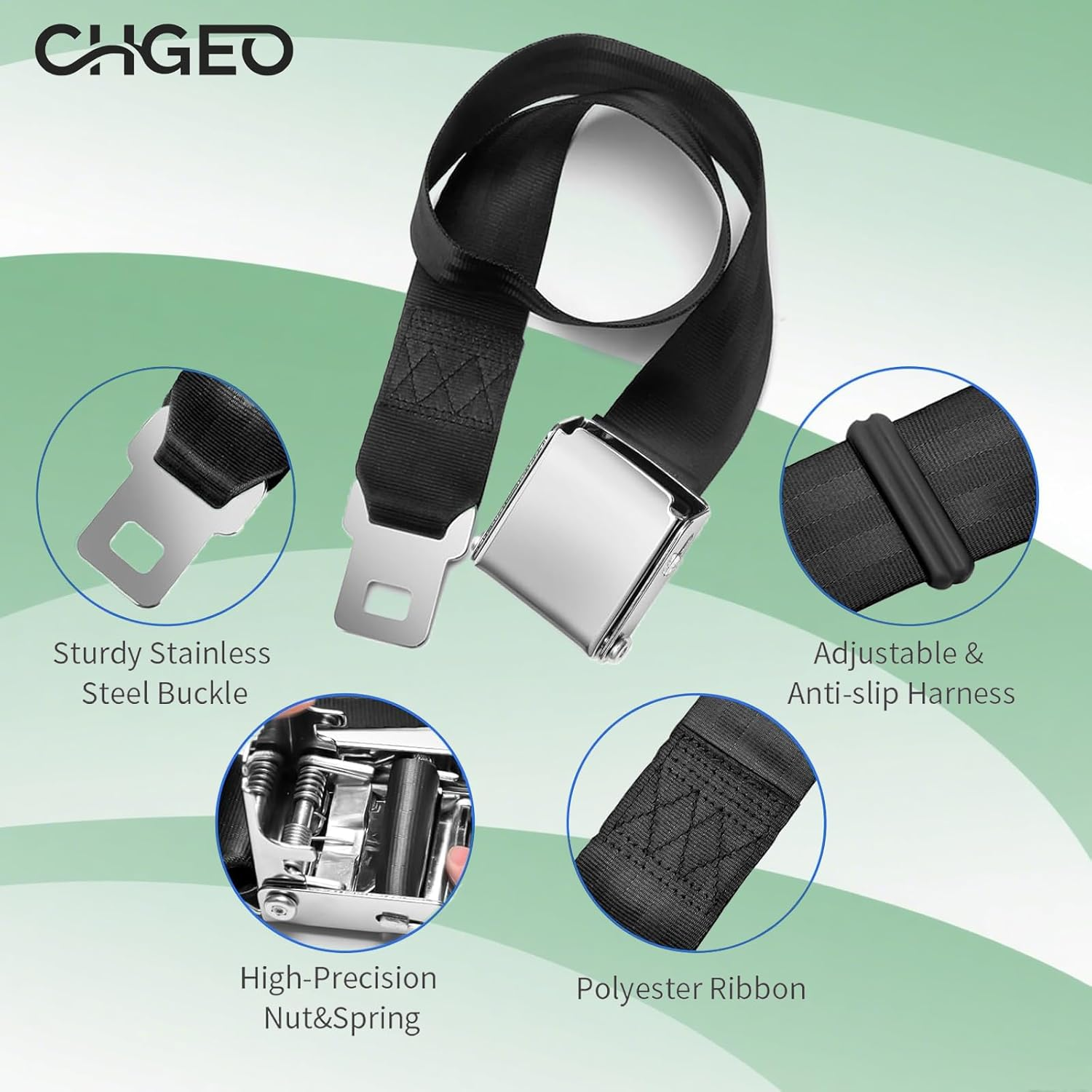 CHGEO Universal Airplane Seat Belt Extender | Adjustable 7-32" for plus Size & Pregnancy | Fits Delta, United, 200+ Airlines (Excl. Southwest MAX9) W/Carrying Case