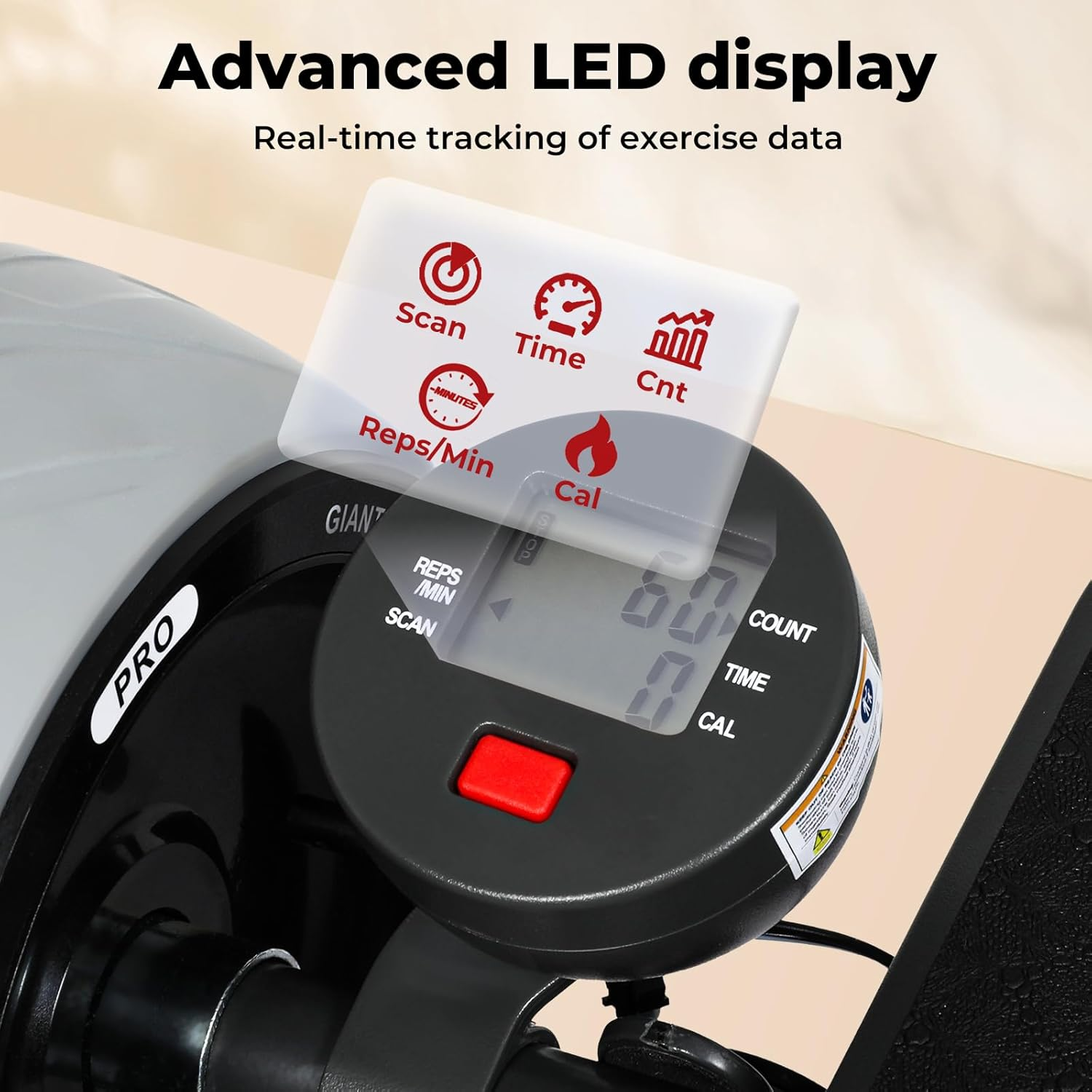 Centra 2 in 1 Ab Machine,Adjustable Abs Workout Equipment ,Foldable Ab Trainer Machine,Abdominal Trainer with Ab Roller Wheel Abdominal Exercise for Home Gym Fitness Equipment,Knee Protection, LED Monitor image number 6