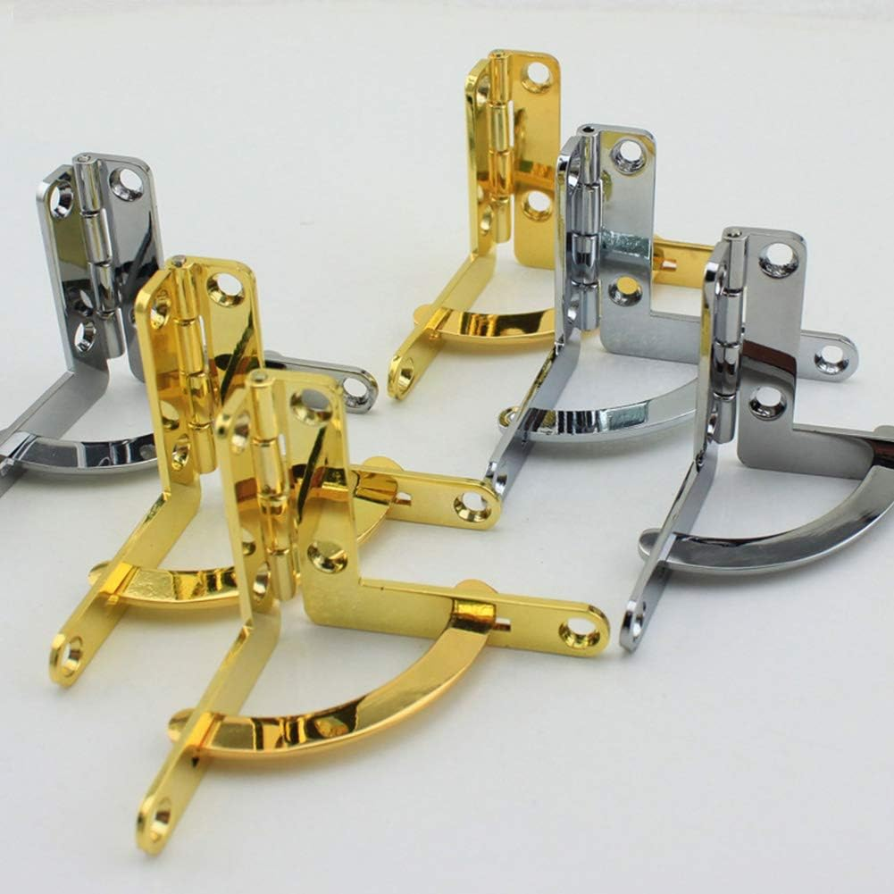 Geenite Zinc Alloy Box Hinge Cigar Case Furniture Hardware 90 Degree Folding Support Hinge for Jewelry Wine Wooden Box Connect Mount Golden Hinges 2 Pcs (Gold) image number 4