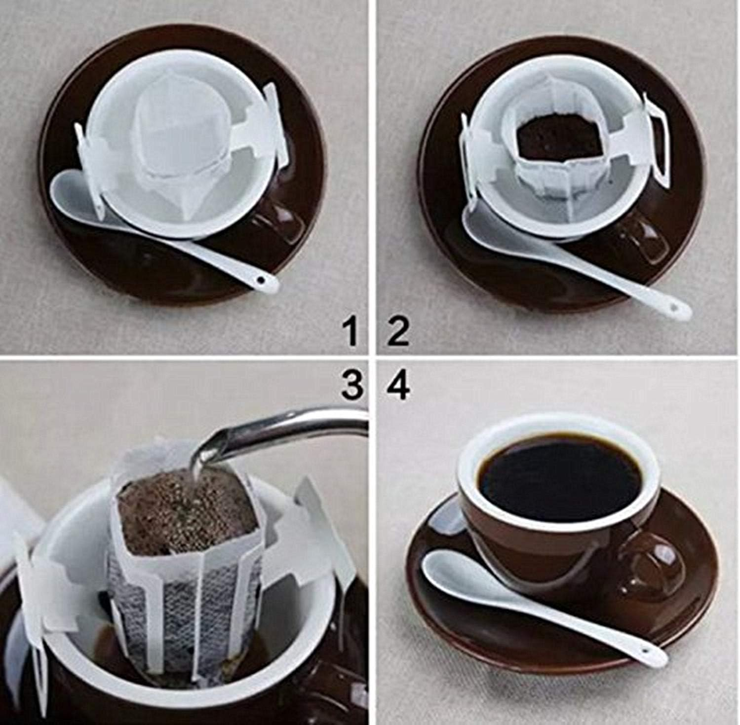 Coffee Filter Paper Bag 100 Pieces, Hanging Ear Drip Coffee Bag Single Serve Disposable Drip Coffee Filter Bag Perfect for House, Travel, Office Daily image number 5