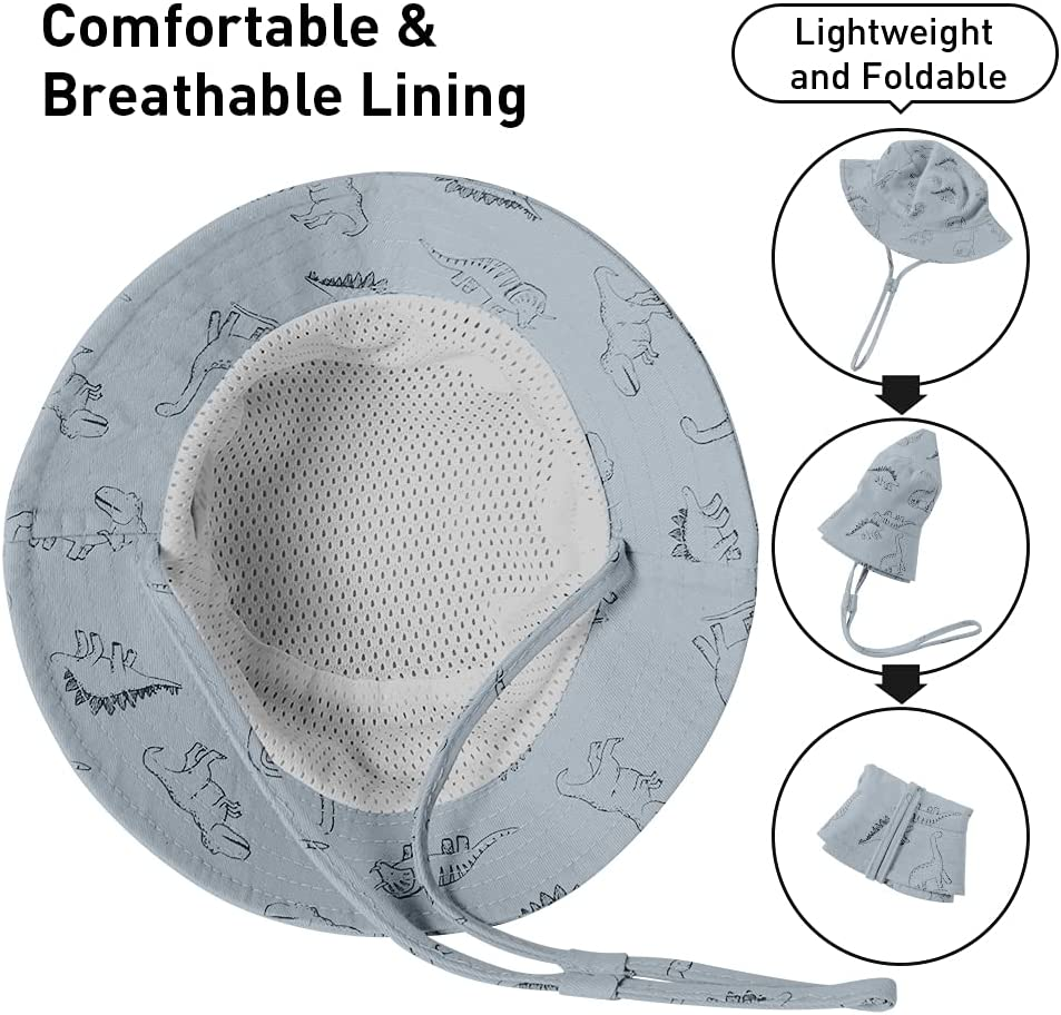 ORVINNER Baby Sun Hat Cotton, Toddler UPF 50+ Sun Protection Beach Bucket Hat Kids Boys Girls Wide Brim Summer Play Hat image number 4
