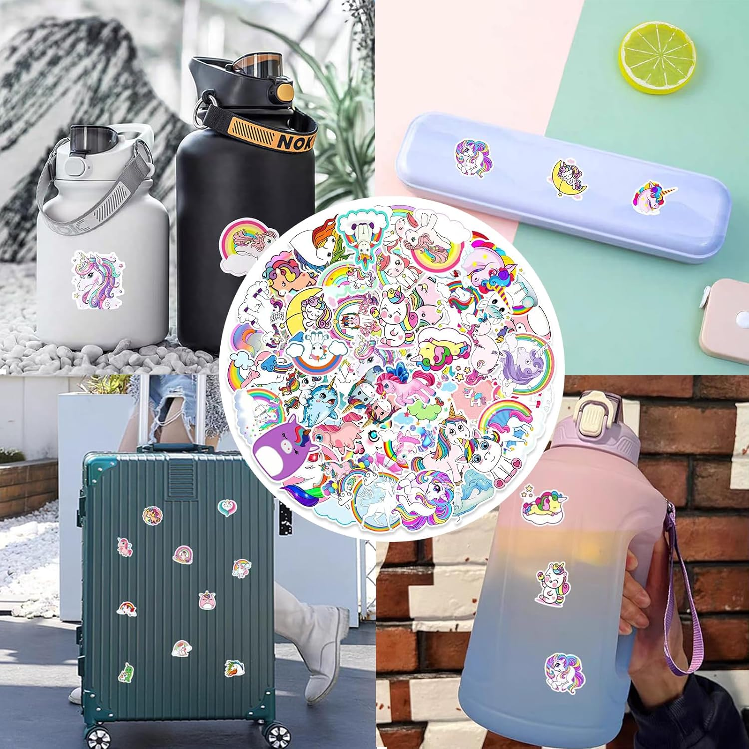 Unicorn Stickers, Cute Water Bottle Stickers for Girls, 100 PCS Waterproof Vinyl Laptop Girly Stickers - Unicorn Decoration for Kids, Teens and Adults image number 5