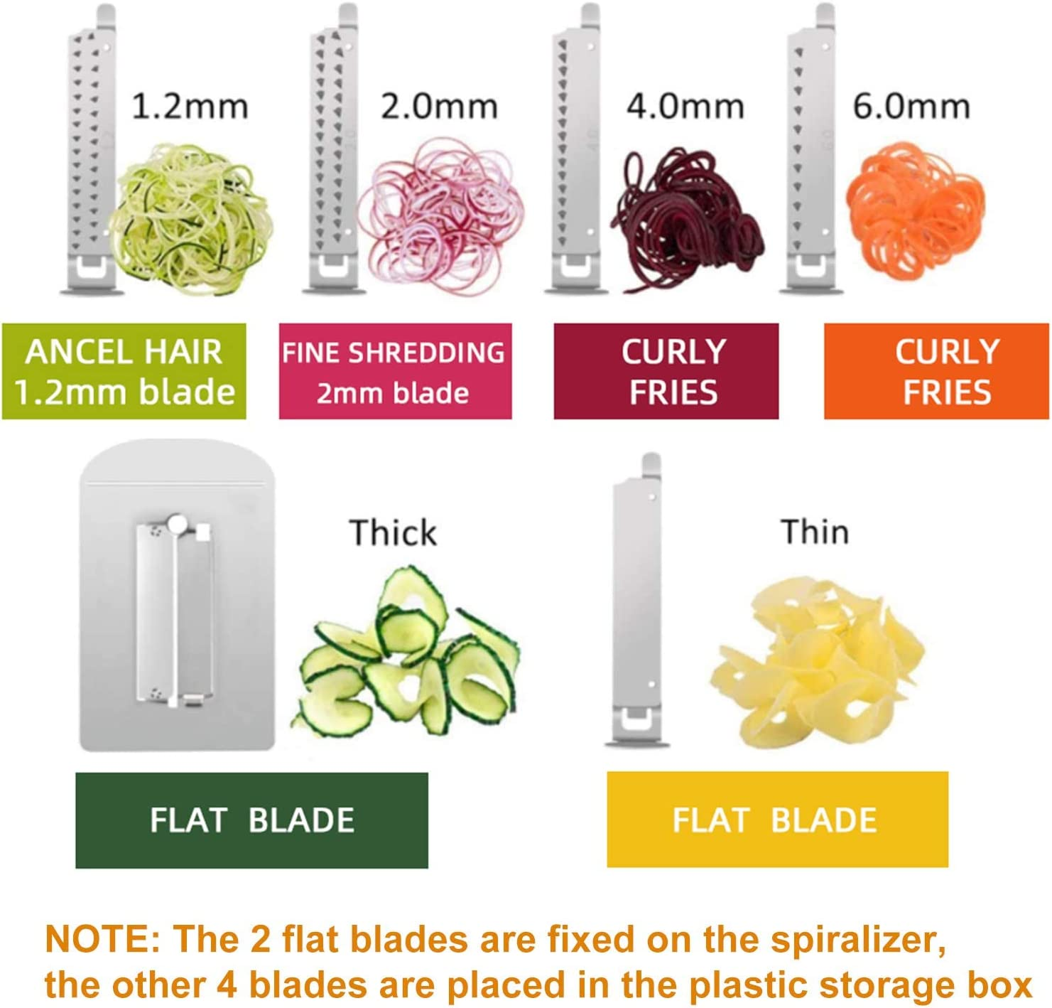 Welltobe 6-Blade Vegetable Spiralizer Spiral Slicer Veggie Pasta Spaghetti Maker for Healthy Low Carb/Paleo/Gluten - 304 Food Stainless Steel Body image number 6