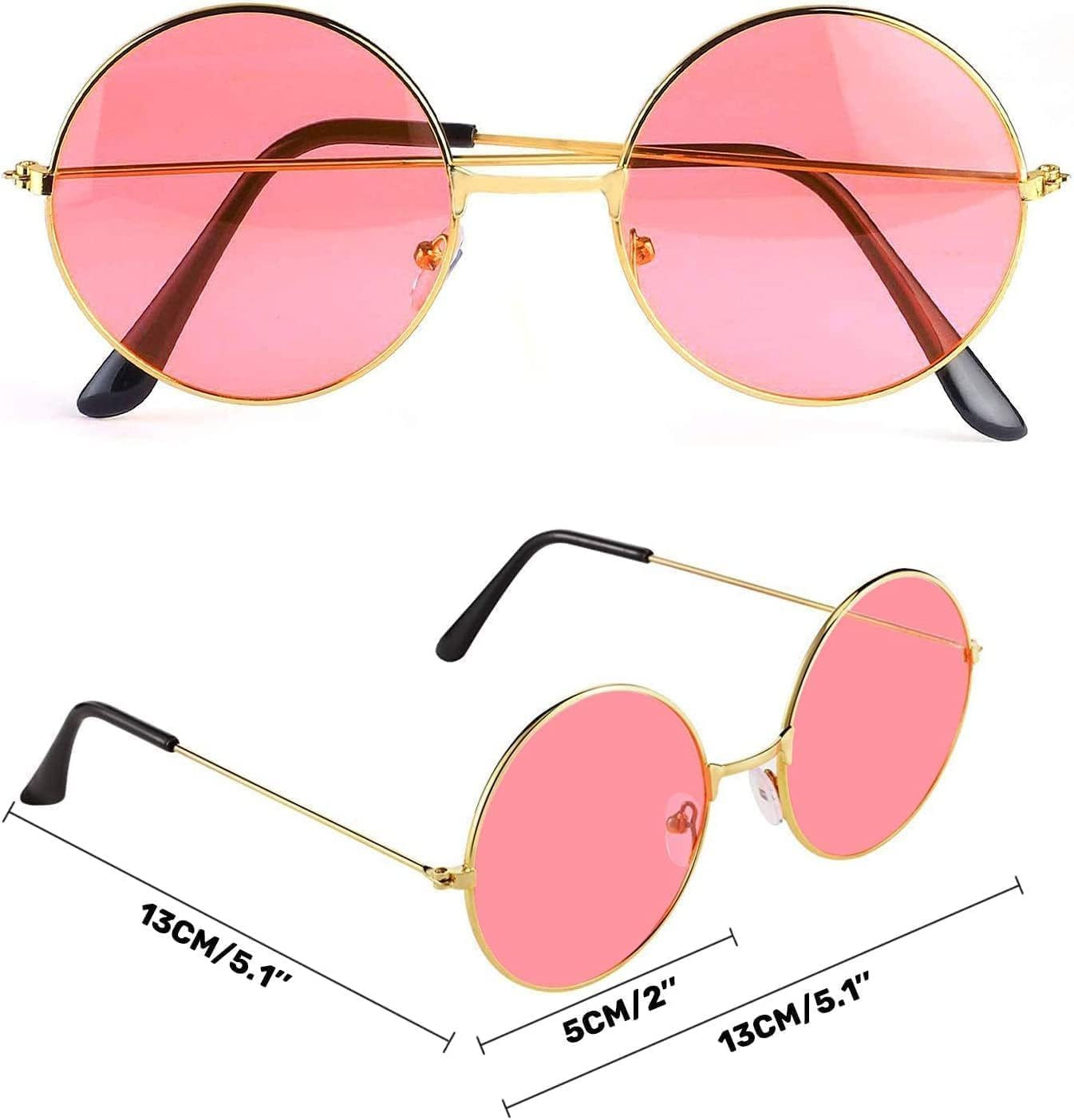 Slowton Hippie Accessories for Men - Retro Disco Outfit for Adult with Brown Wig Red Bandana Glasses and Peace Necklace, Men'S 80S Vintage Fancy Dress for Halloween Party 80S 90S Disco Party image number 1