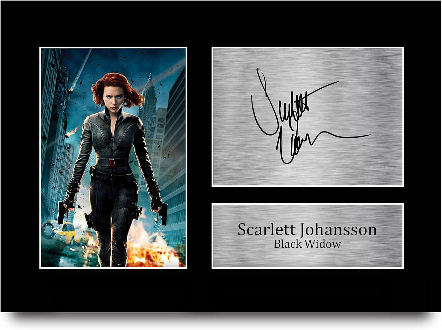 HWC Trading FR A3 Scarlett Johansson Black Widow Avengers Gifts Printed Signed Autograph Picture Display for Movie Memorabilia Fans - A3 Framed