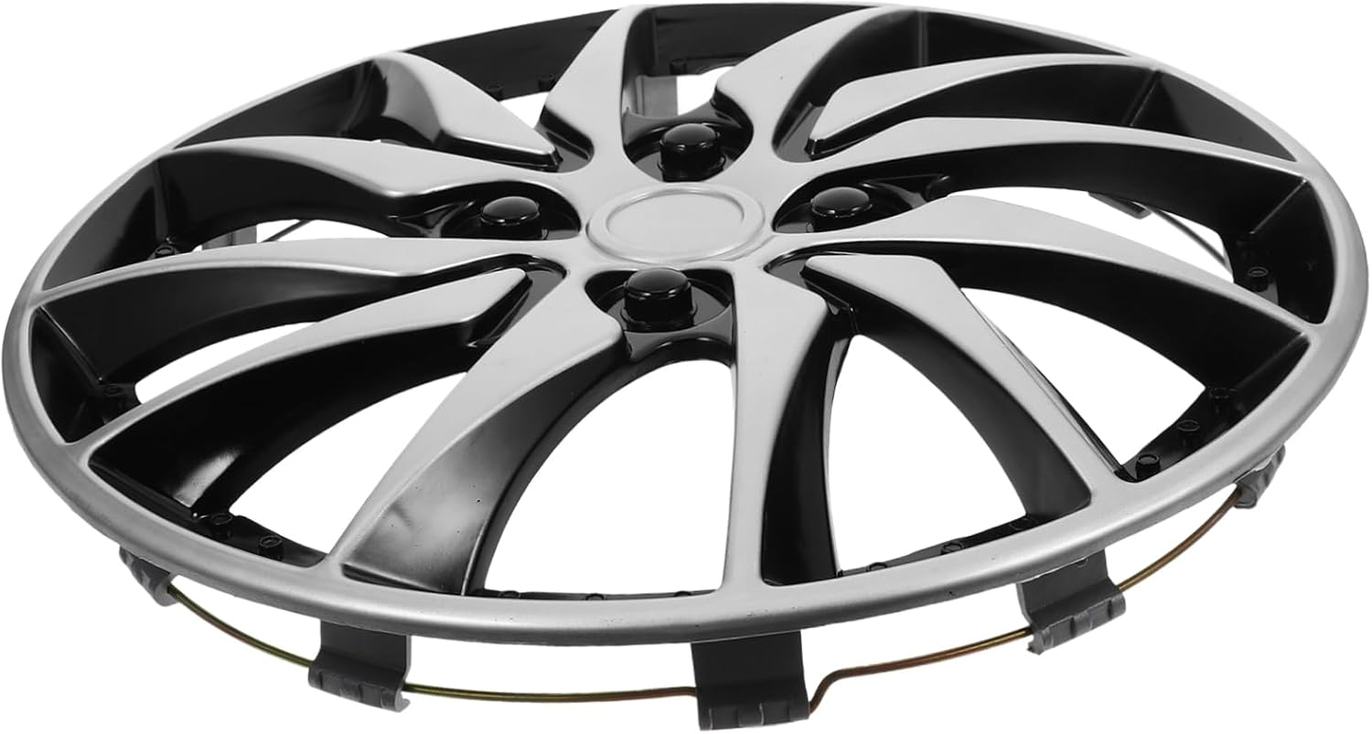 LALADEFIEE 14 Inch Silver Black Hubcap Cover for Car Wheels, Automotive Wheel Rim Center Cap, Compatible with Trucks and Suvs, Sturdy Decorative Car Hub Case for Road Use image number 1