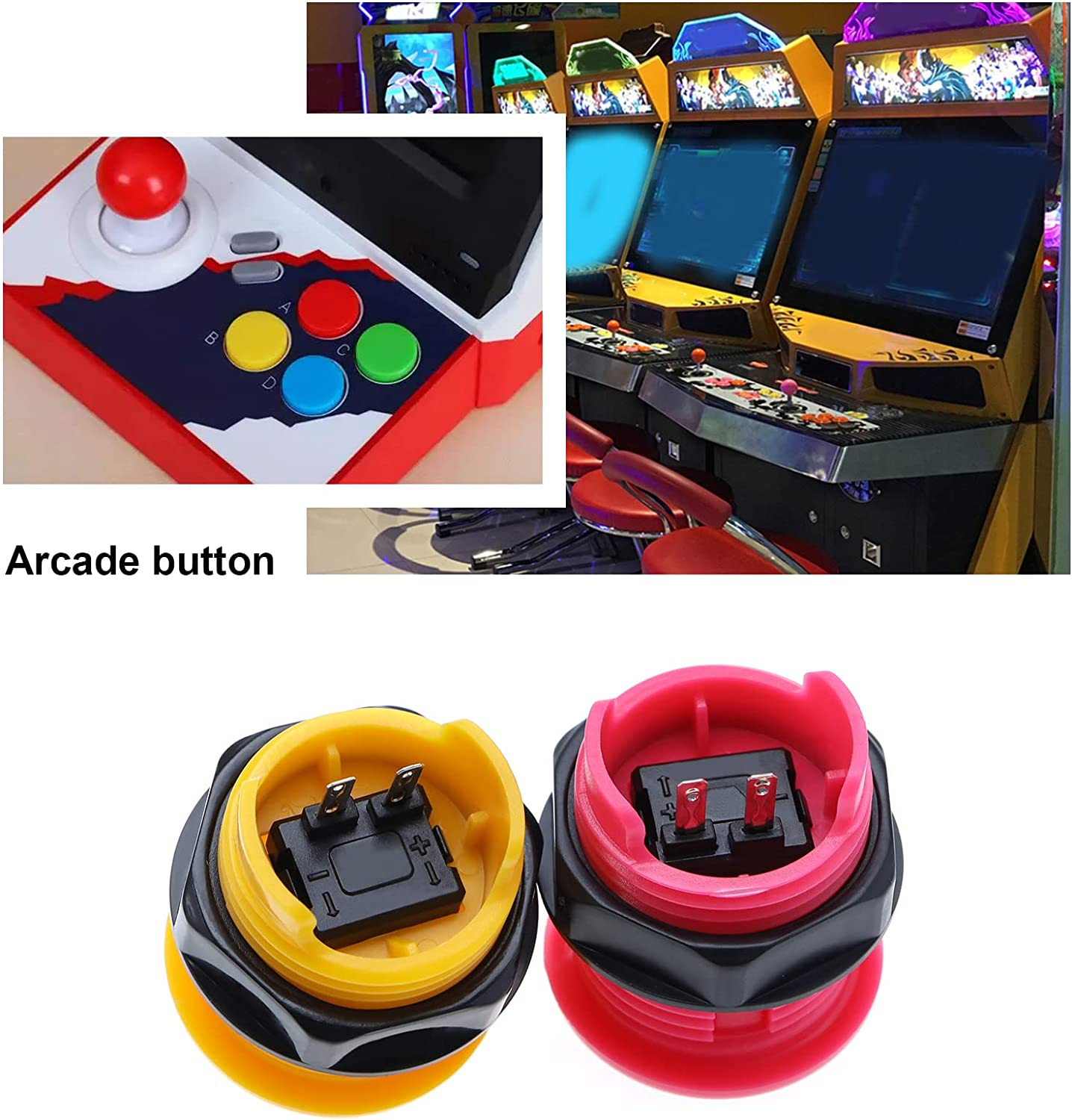 Emagtech 8PCS Push Button Compatible with Arcade Machine Games Multicolour Video Games Button Games Replacement Accessories 4 Colours image number 2