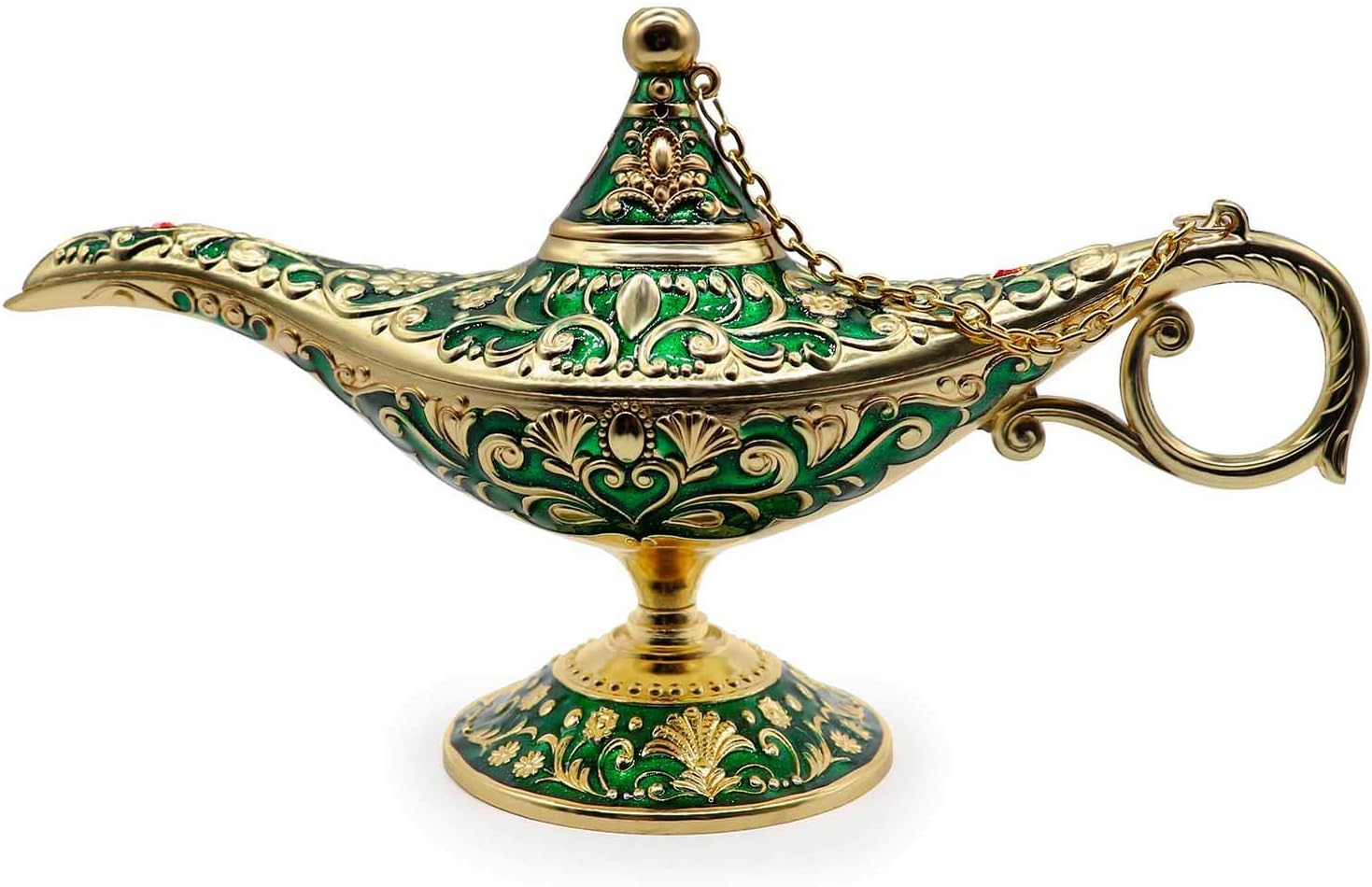 AVESON Classic Vintage Collectable Rare Legend Aladdin Magic Genie Costume Lamp Home Table Decoration & Gift, Golden Green