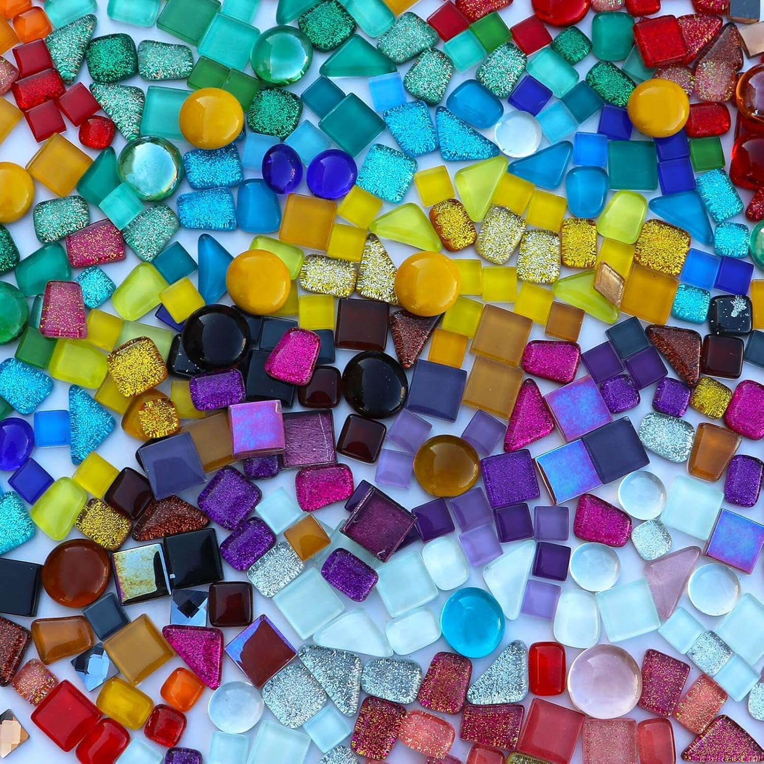 Yunking 1.1LB Assorted Colors Irregular Crystal Glass Mosaic Tiles - Perfect for Art Crafts, Mosaic Making Projects, Home Decor, and More image number 2