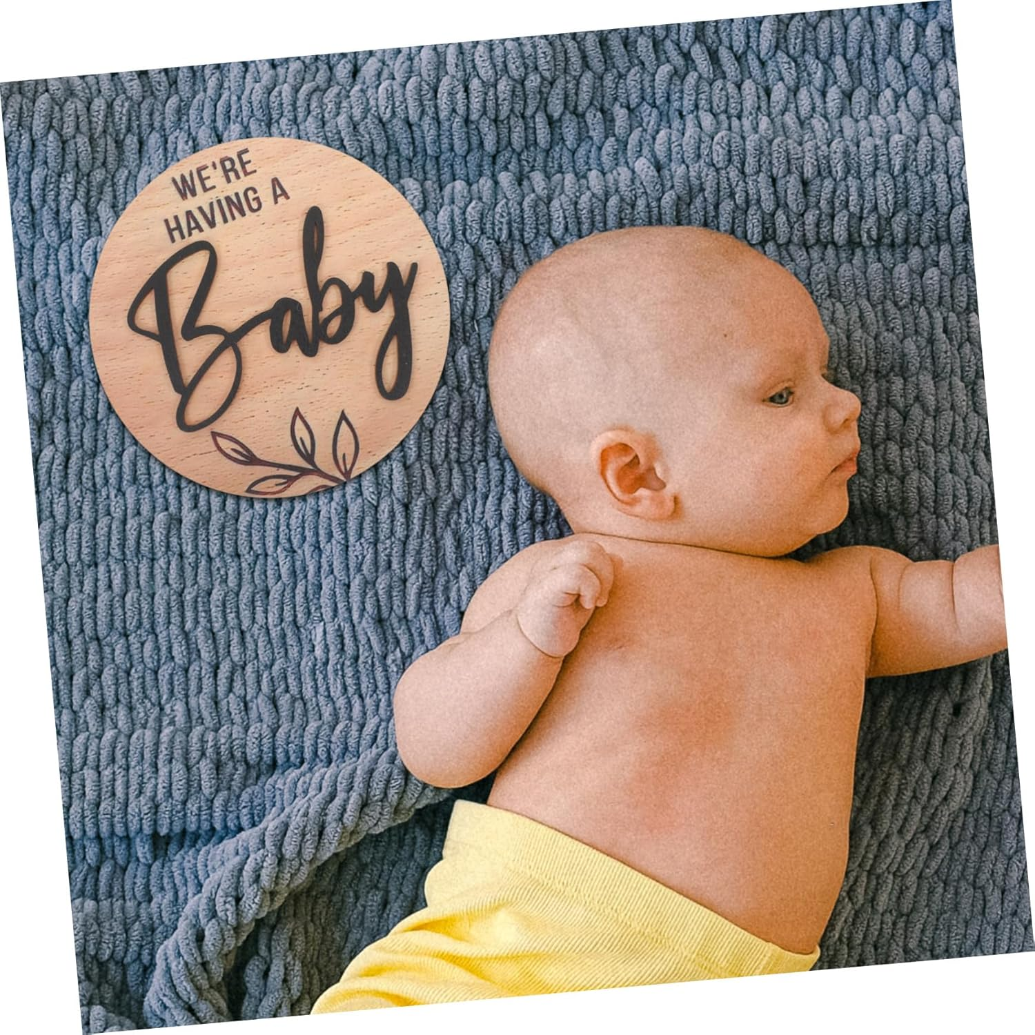 Beaupretty Arrival Sign Wooden round Birth Announcement Board for Newborn Name Display Photo Prop Door Decor for Boys and Hospital Welcome Plaque Parents image number 5