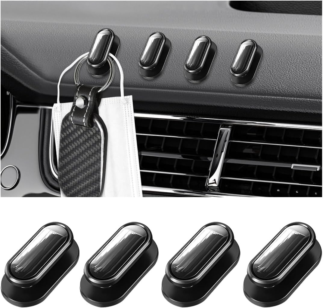 4 PCS Car Mini Hook, Multifunctional Auto Adhesive Backseat Hangers on Dashboard, Universal Hook Stickers for Key, Mask, Earphone, Charging Cable, Vehicle Interior Accessories (Glossy) image number 5
