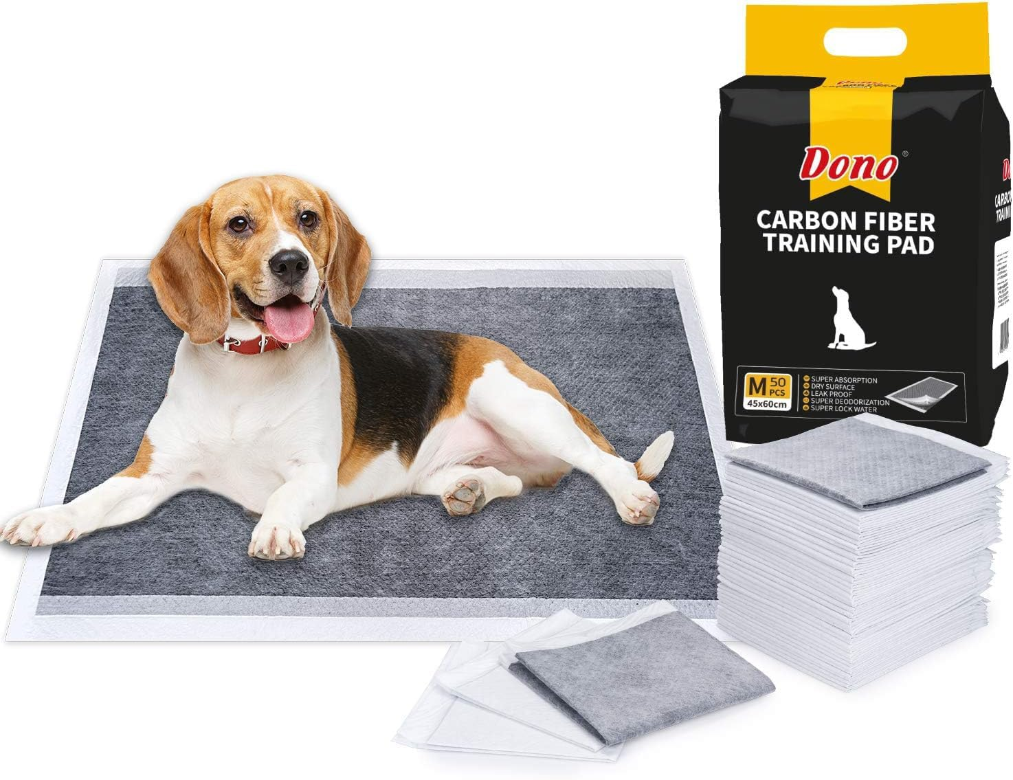 Dono Pet Training Pads Carbon Puppy Pee Wee Toilet Trainer Pads Super Absorbent Deodorizing Heavy Duty Dog Pads Medium 50-Count