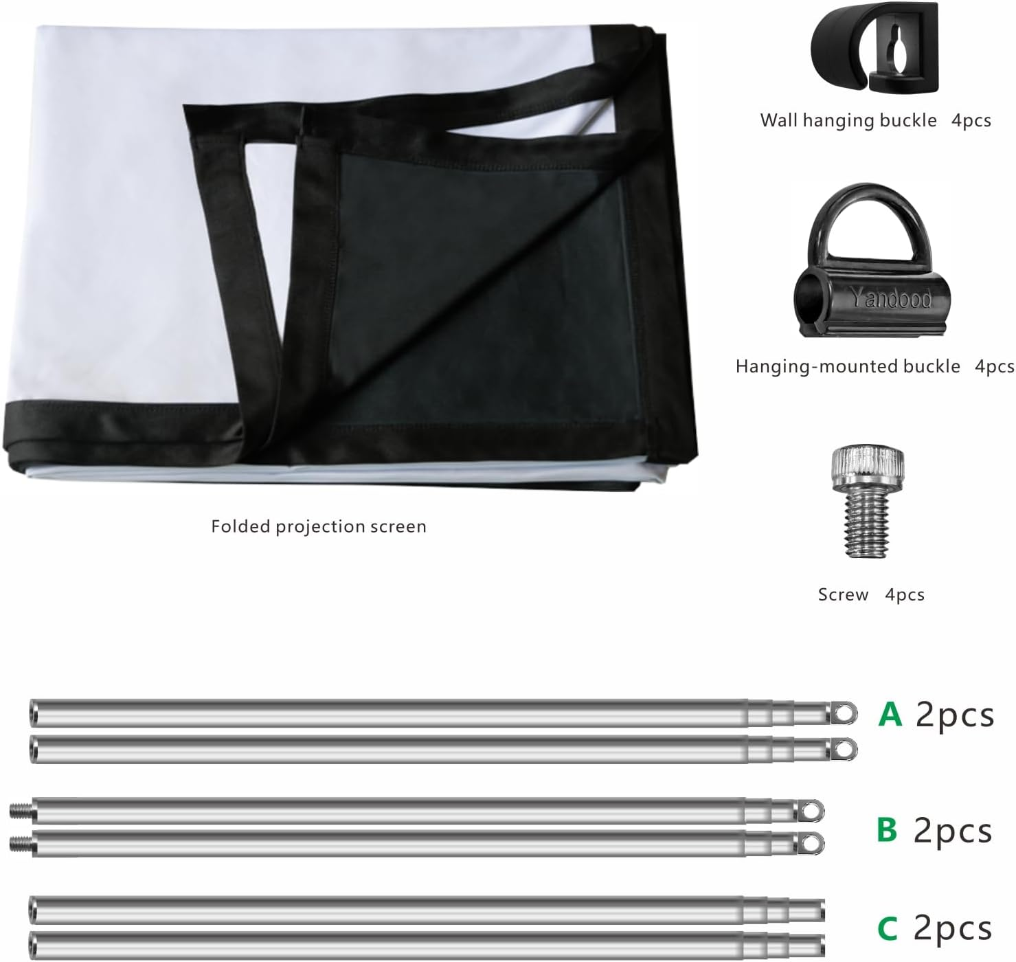 Portable Projector Screen 120 Inch with Combined Pole Frame Black Backing Silver Foldable Projection Screen image number 5