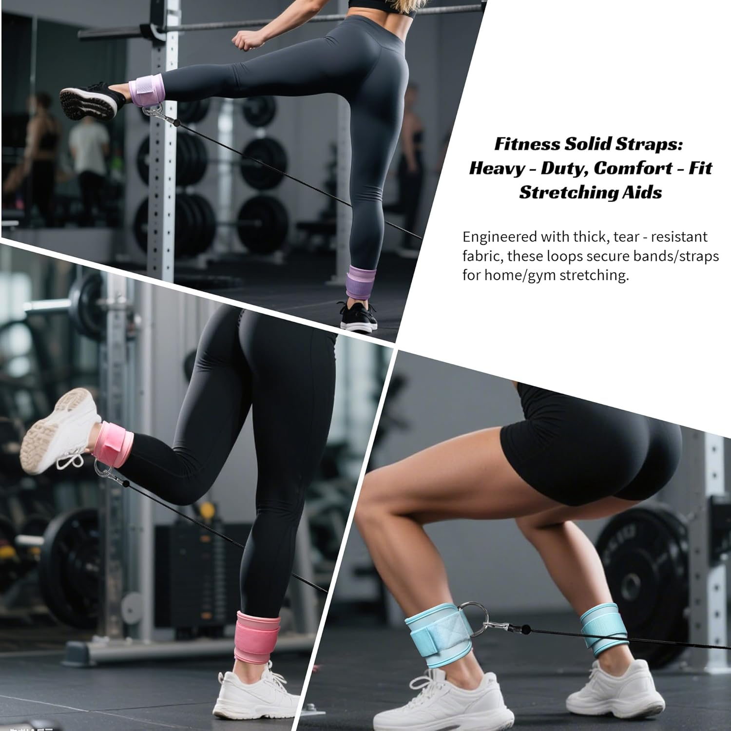 AURVIGO Ankle Straps & Wrist Cuffs - Padded Adjustable 1 Pair with D-Ring | Fitness Glute Kickback, Foot Leg Training | Compatible with Cable Machine, Gym Brace Support - Purple New image number 4