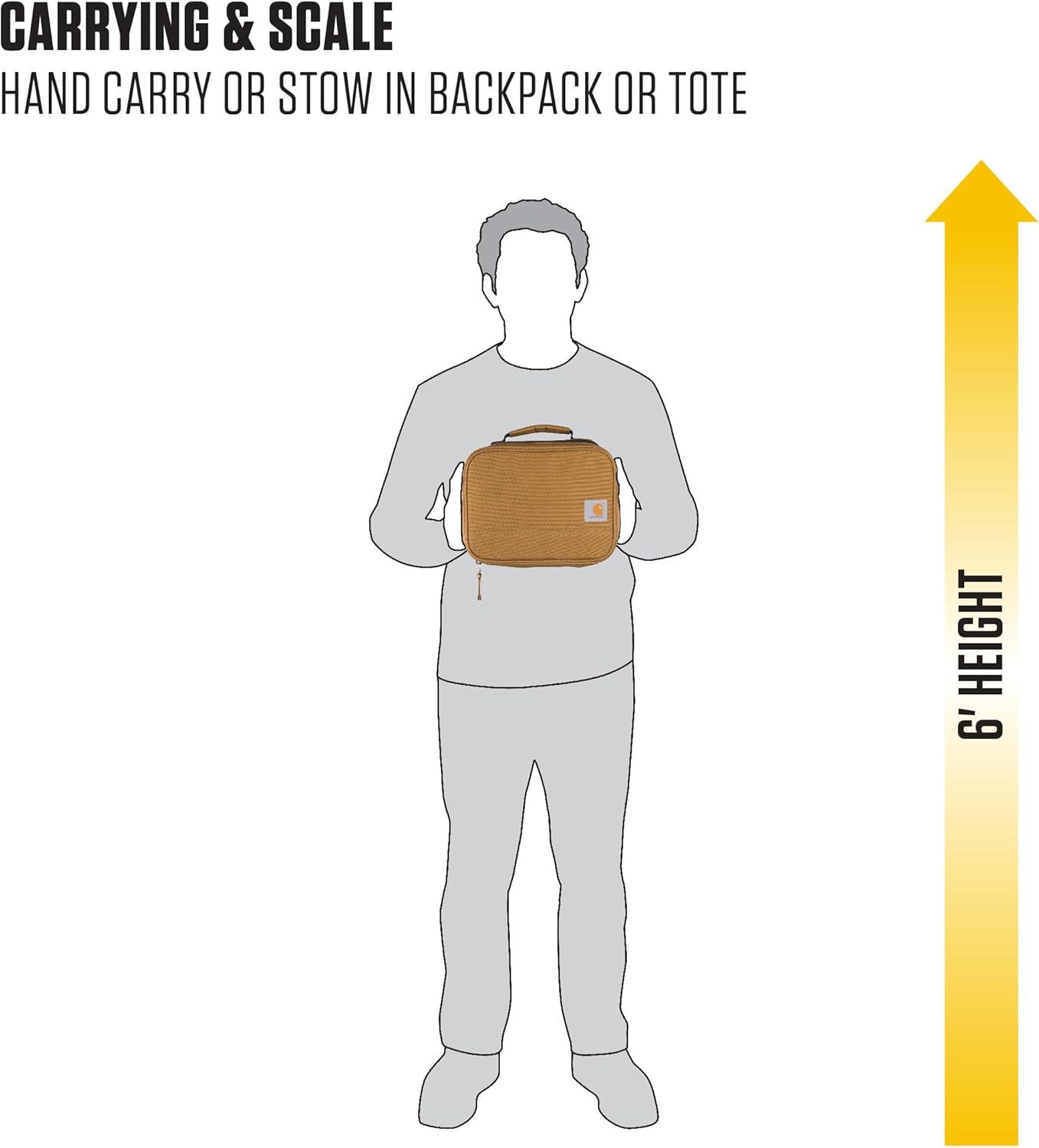 Carhartt Insulated 4 Can Lunch Cooler, Fully Insulated, Durable Water Resistant Cooler, Essential Lunch Cooler (Carhartt Brown) image number 3